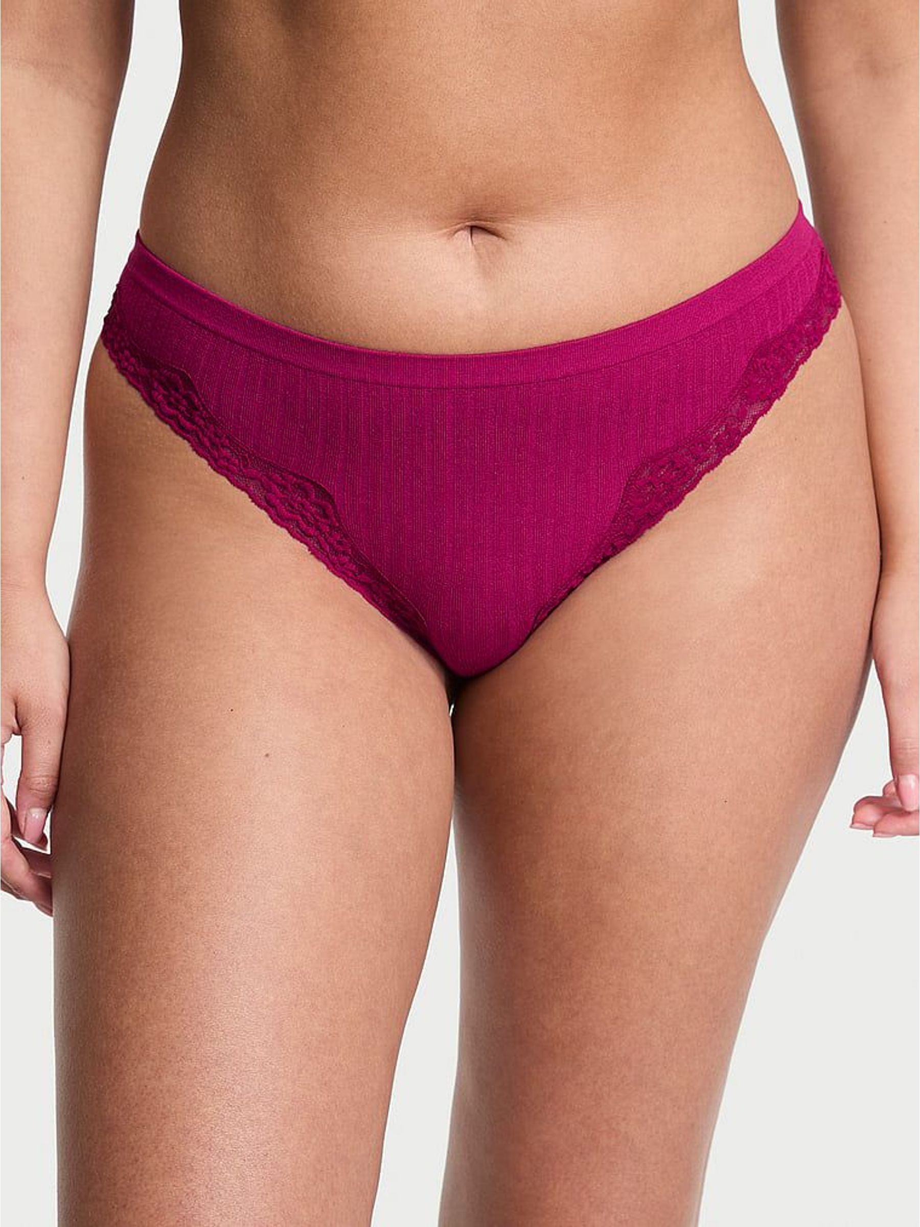 Fresh Jam Purple Thong Rib Lace Trim Knickers (H30786) | €11.50