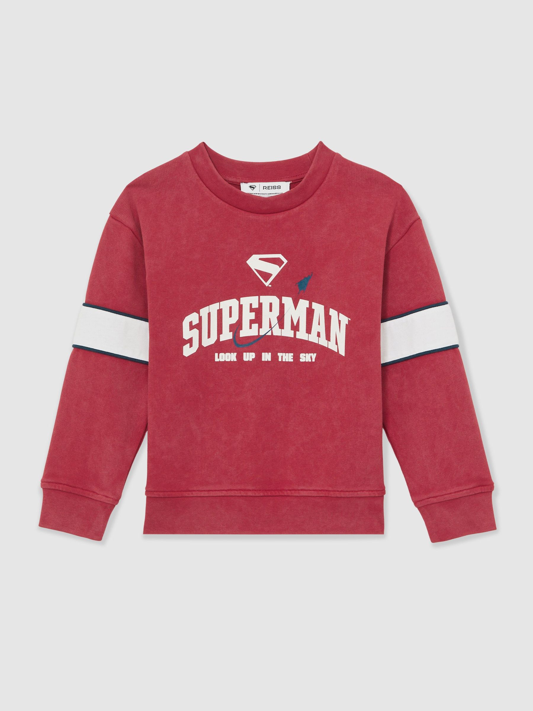 Reiss | Superman Cotton Logo Sweatshirt in Red (H34616) | US$60