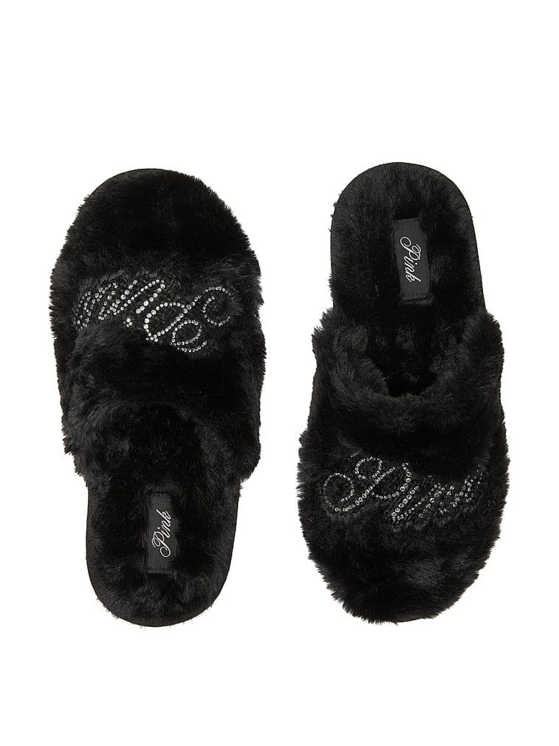 Black Faux Fur Slippers (H35343) | €36