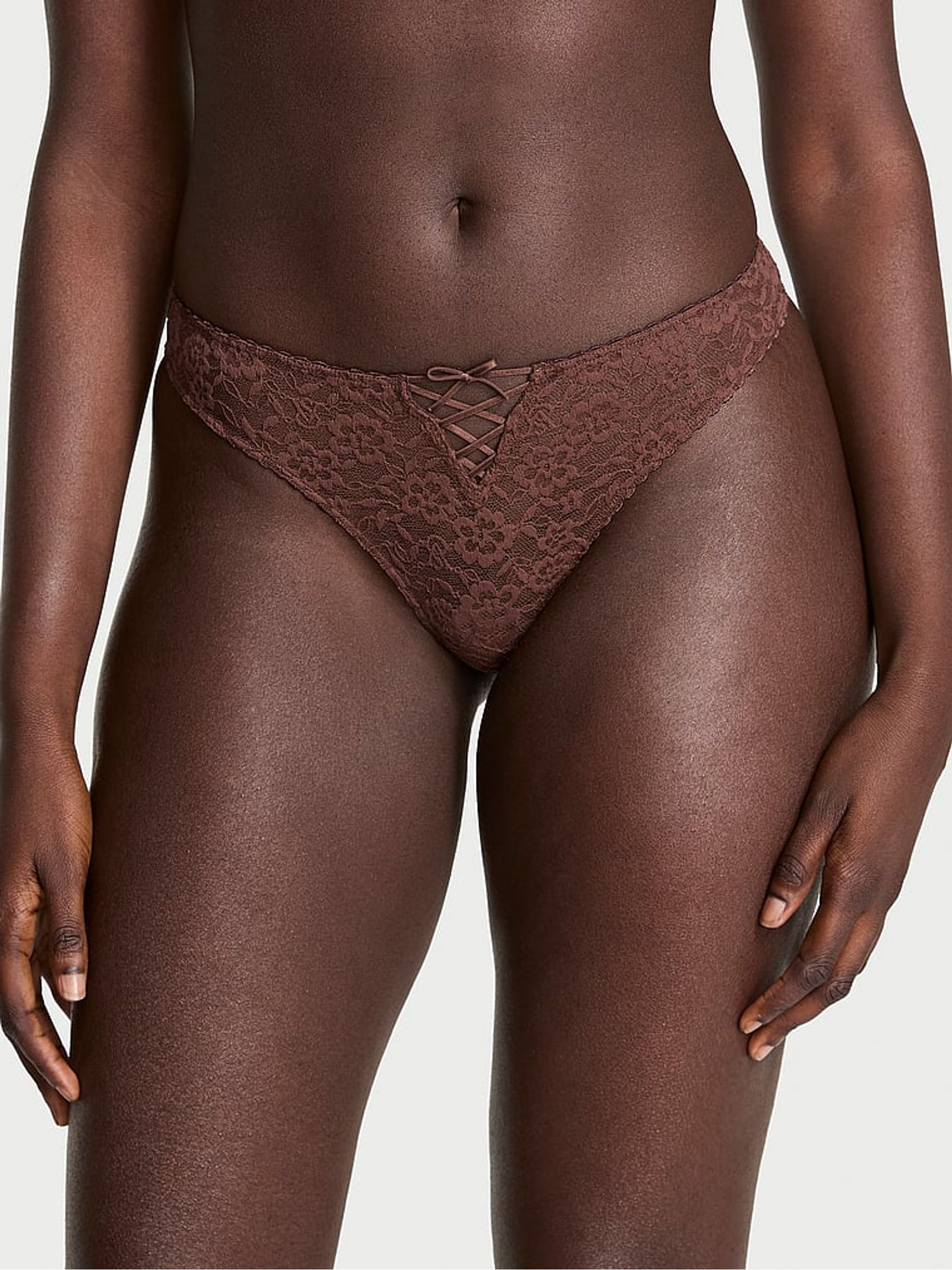 Ganache Nude Thong Lace Up Knickers (H37791) | €11.50