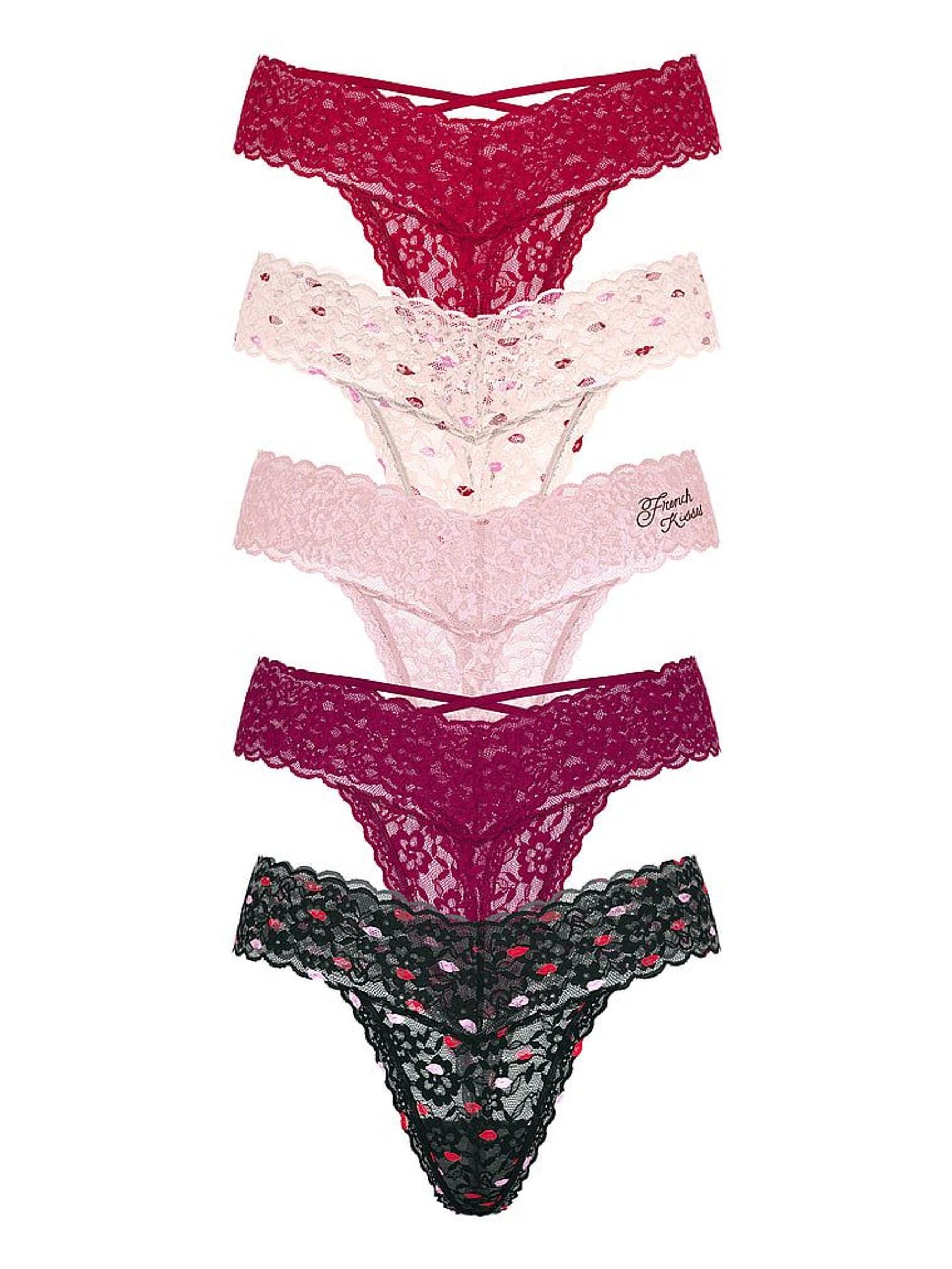 Red/Black/Pink/Purple Thong 5 Pack Knickers (H37802) | €32