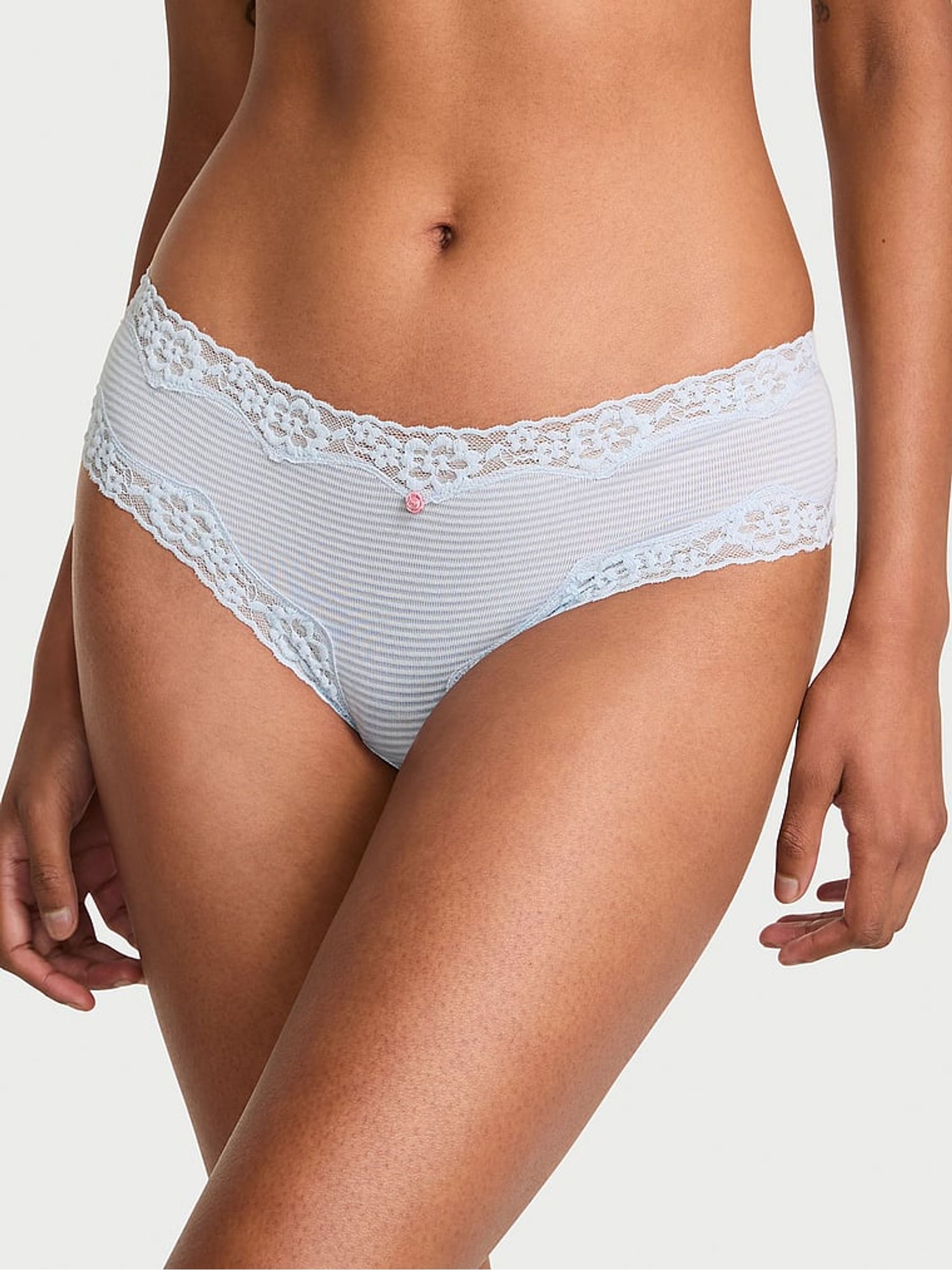 Palest Blue Cheeky Lace Waist Knickers (H37808) | €11.50
