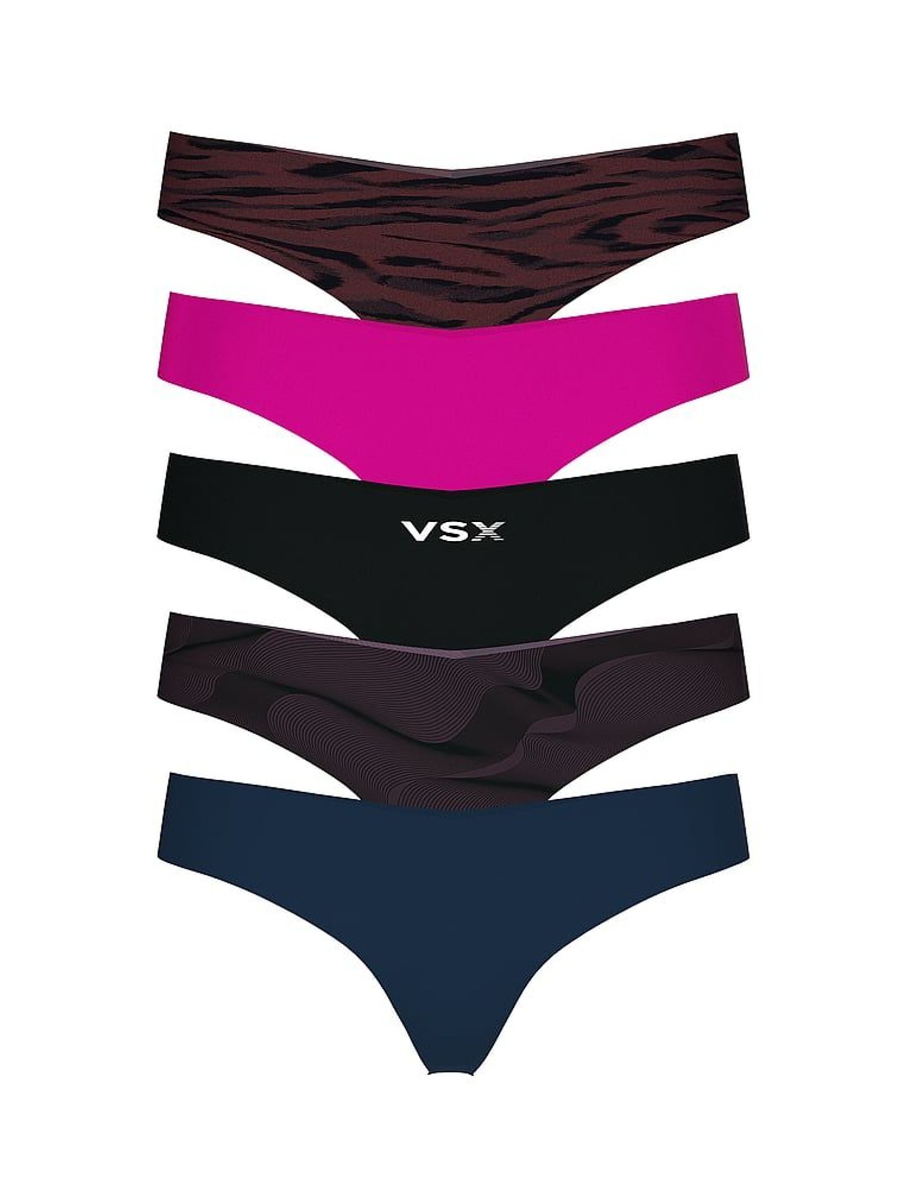 Black/Tiger/Pink/Blue Thong 5 Pack Knickers (H37818) | €32