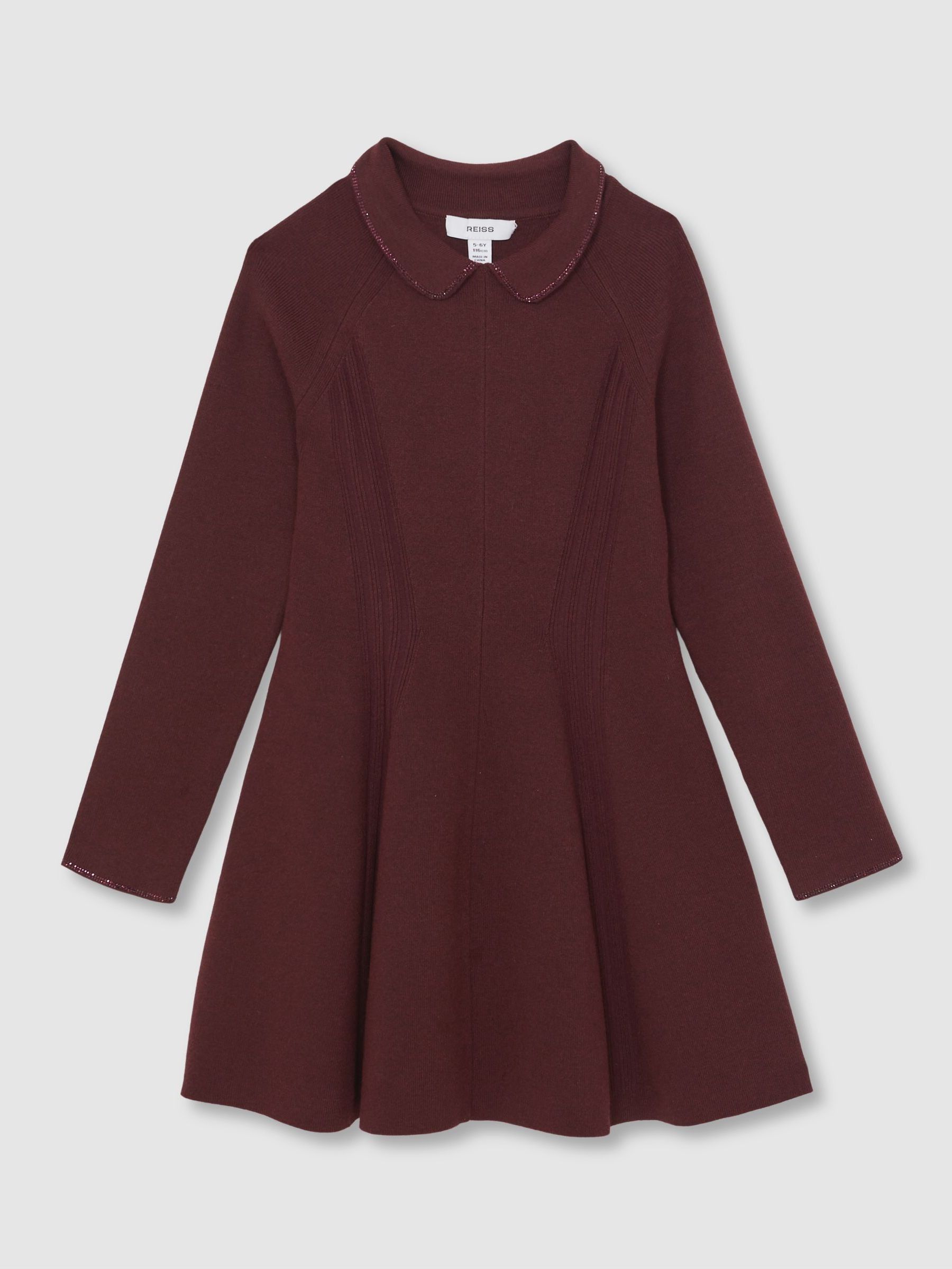 13-14 yrs Embellished Collar Knitted Dress in Berry (H39324) | €95