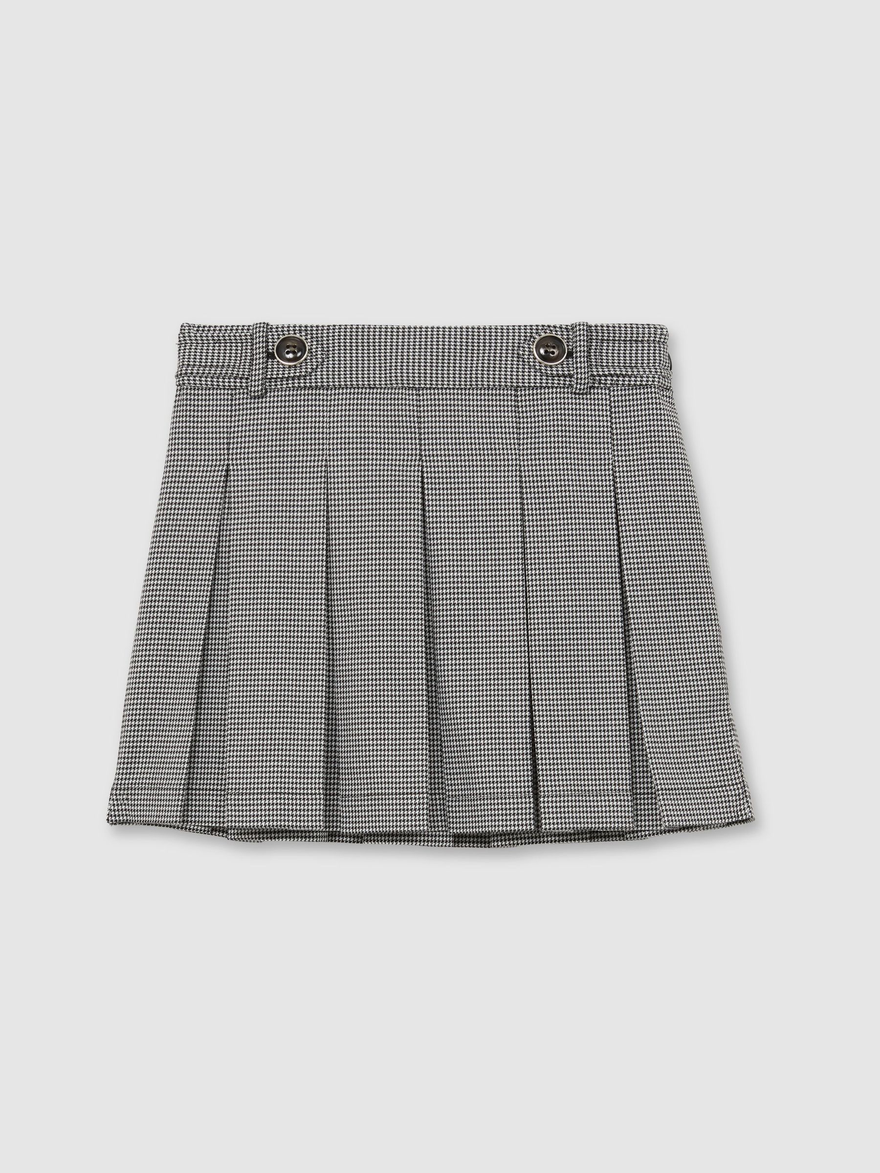 Houndstooth Check Pleated Skirt in Black/White (H39325) | 275 SAR