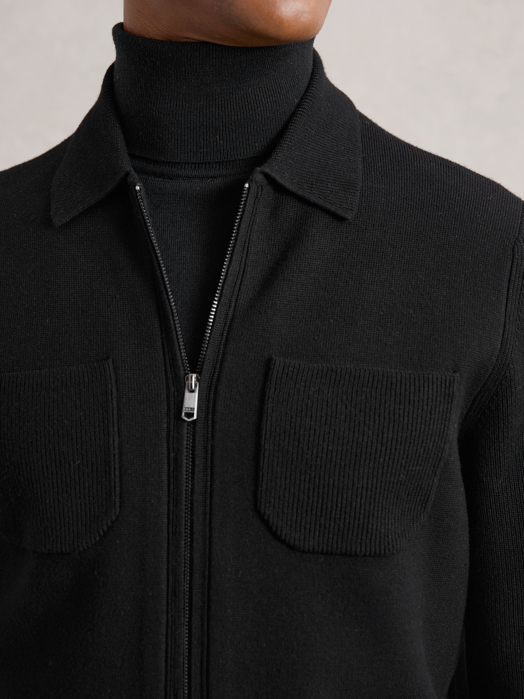 Four-Pocket Zip-Through Cardigan in Black (H39687) | CA$330