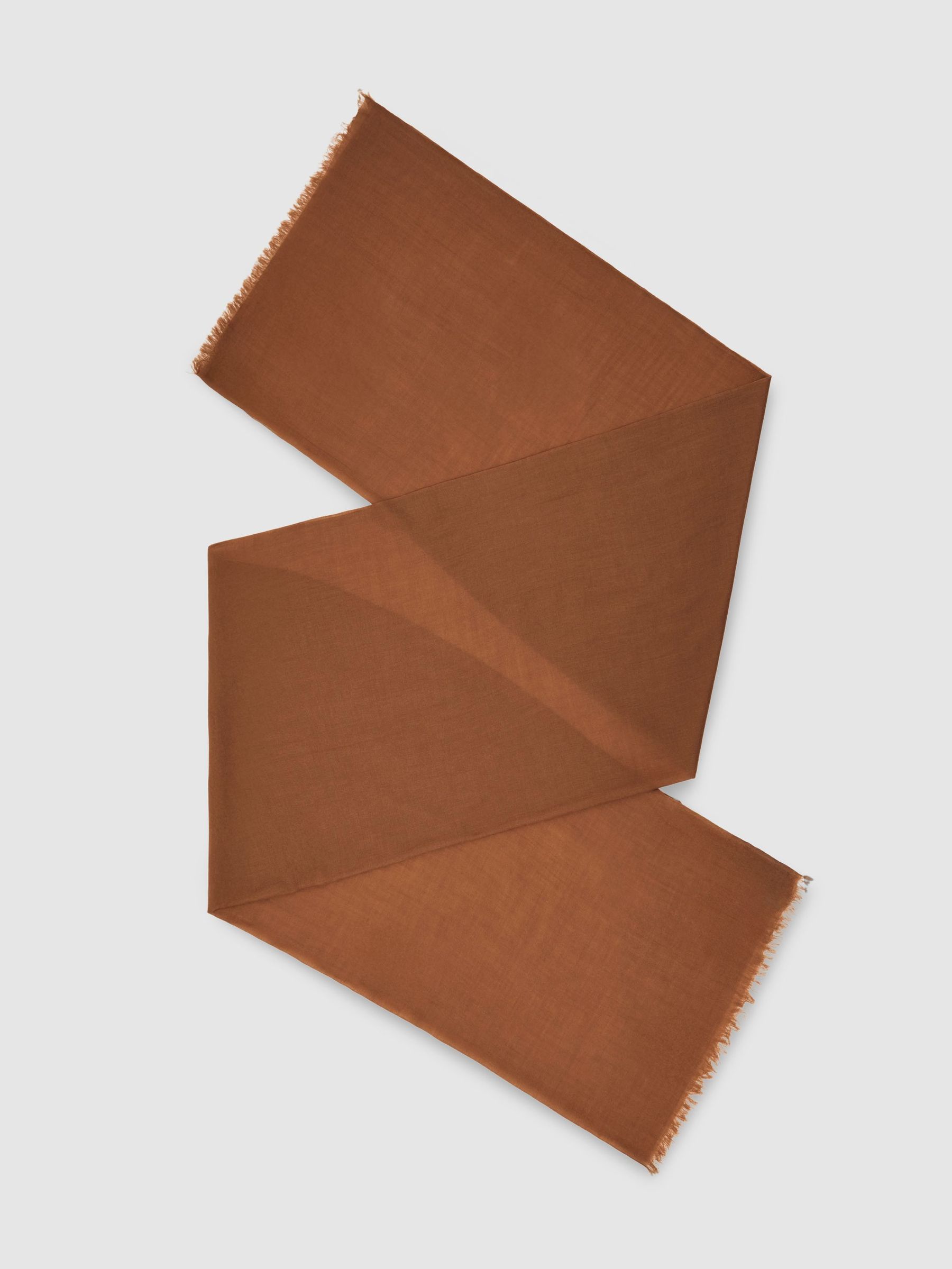 Wool-Cashmere Lightweight Scarf in Camel (H42056) | ₪565