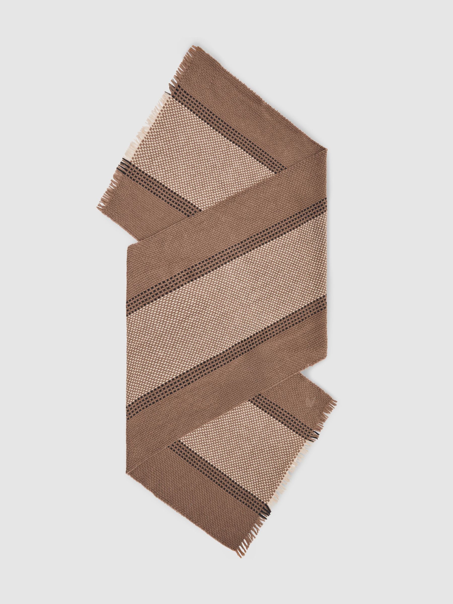 Wool-Cashmere Textured Scarf in Taupe (H42109) | 535 QAR