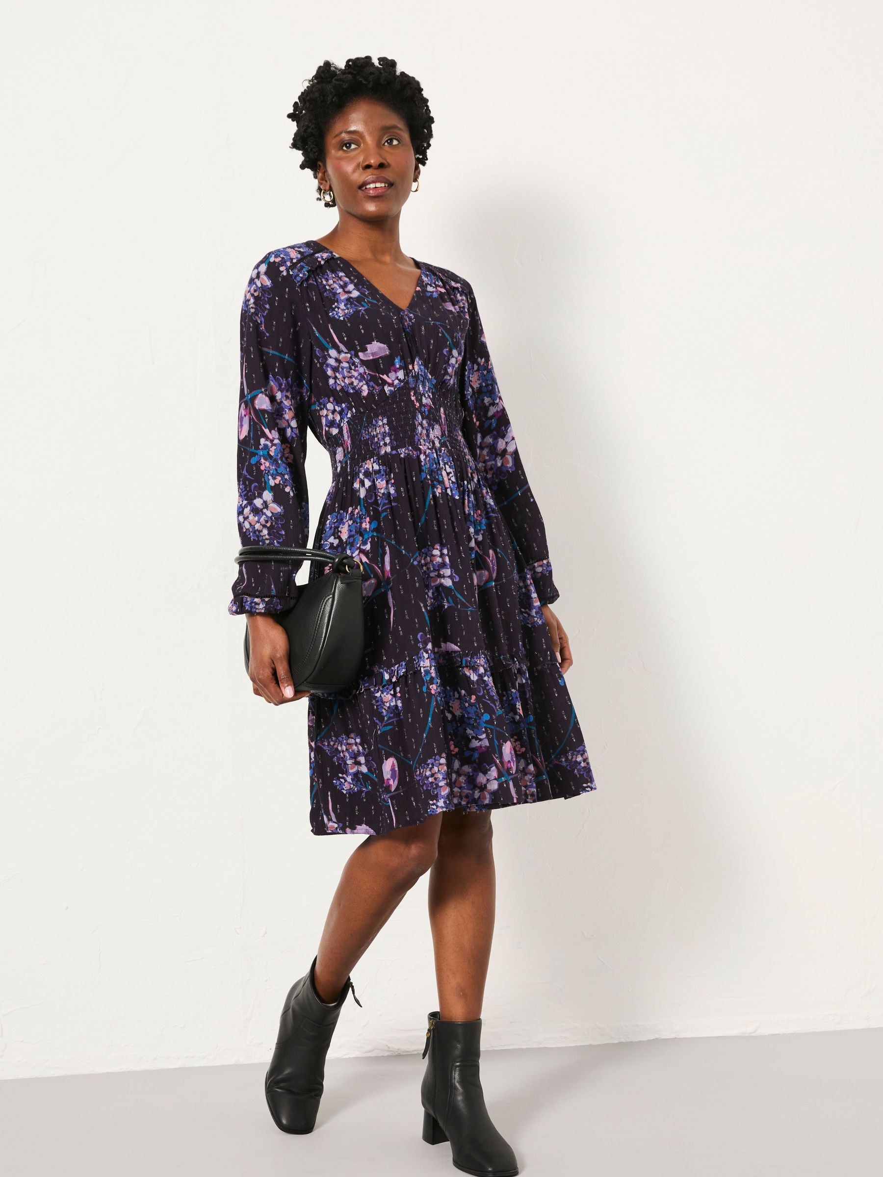 Pippa Dark Purple Heritage Floral Petite Dress (H42129) | $129