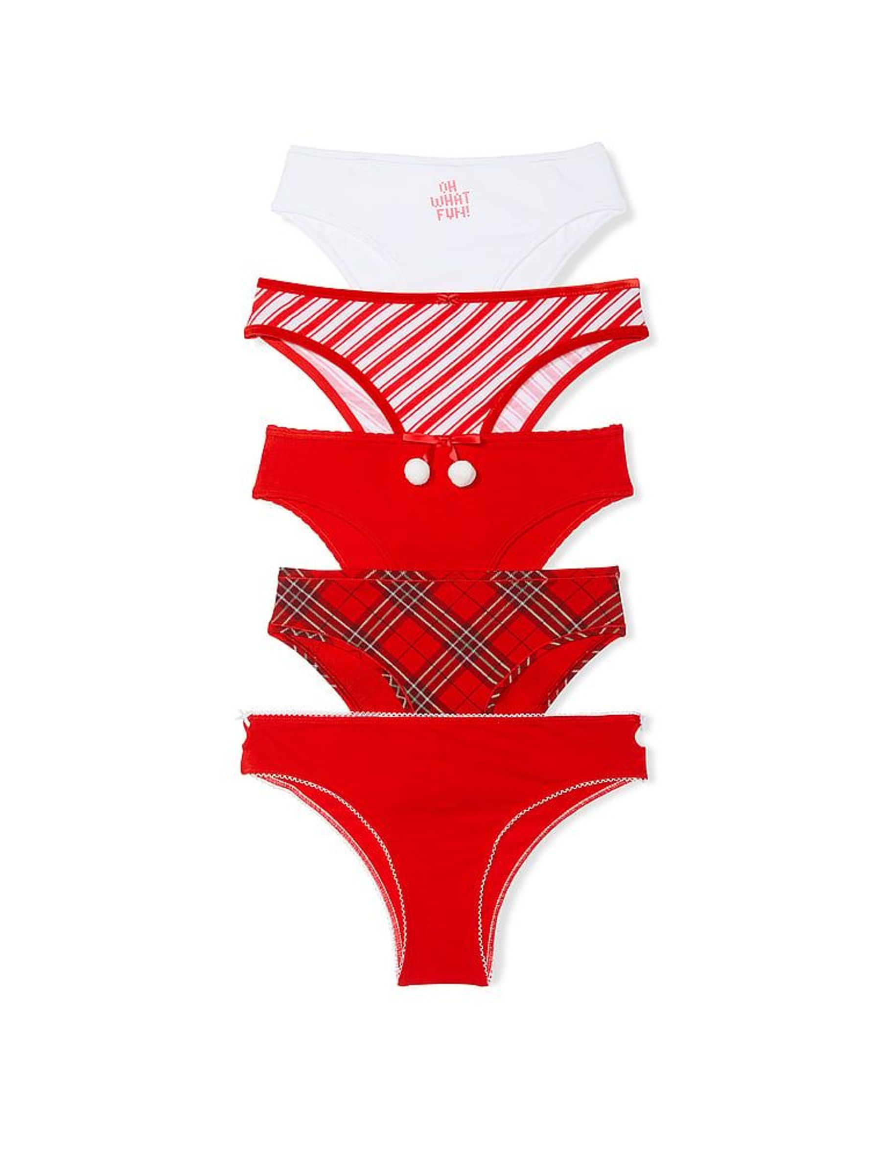 Red & White Christmas Cheeky Knickers 5 Pack (H43405) | €35
