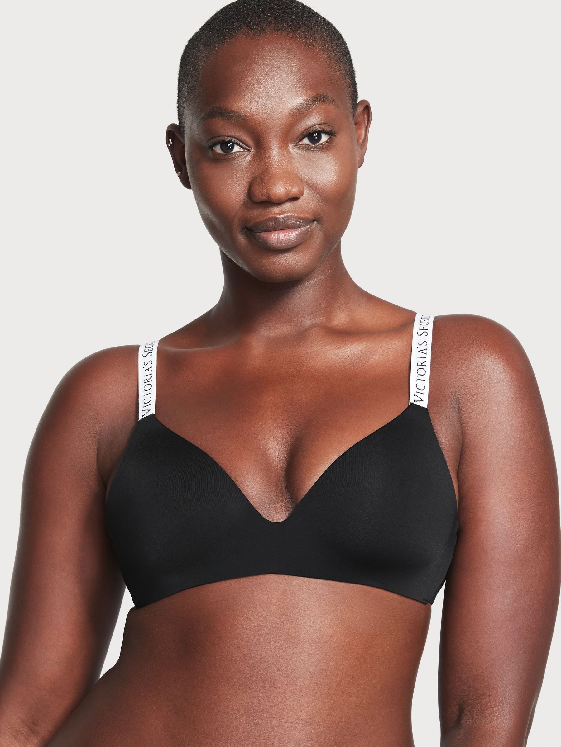 Black and White Lightly Lined Non Wired Logo Bra (H43510) | €44