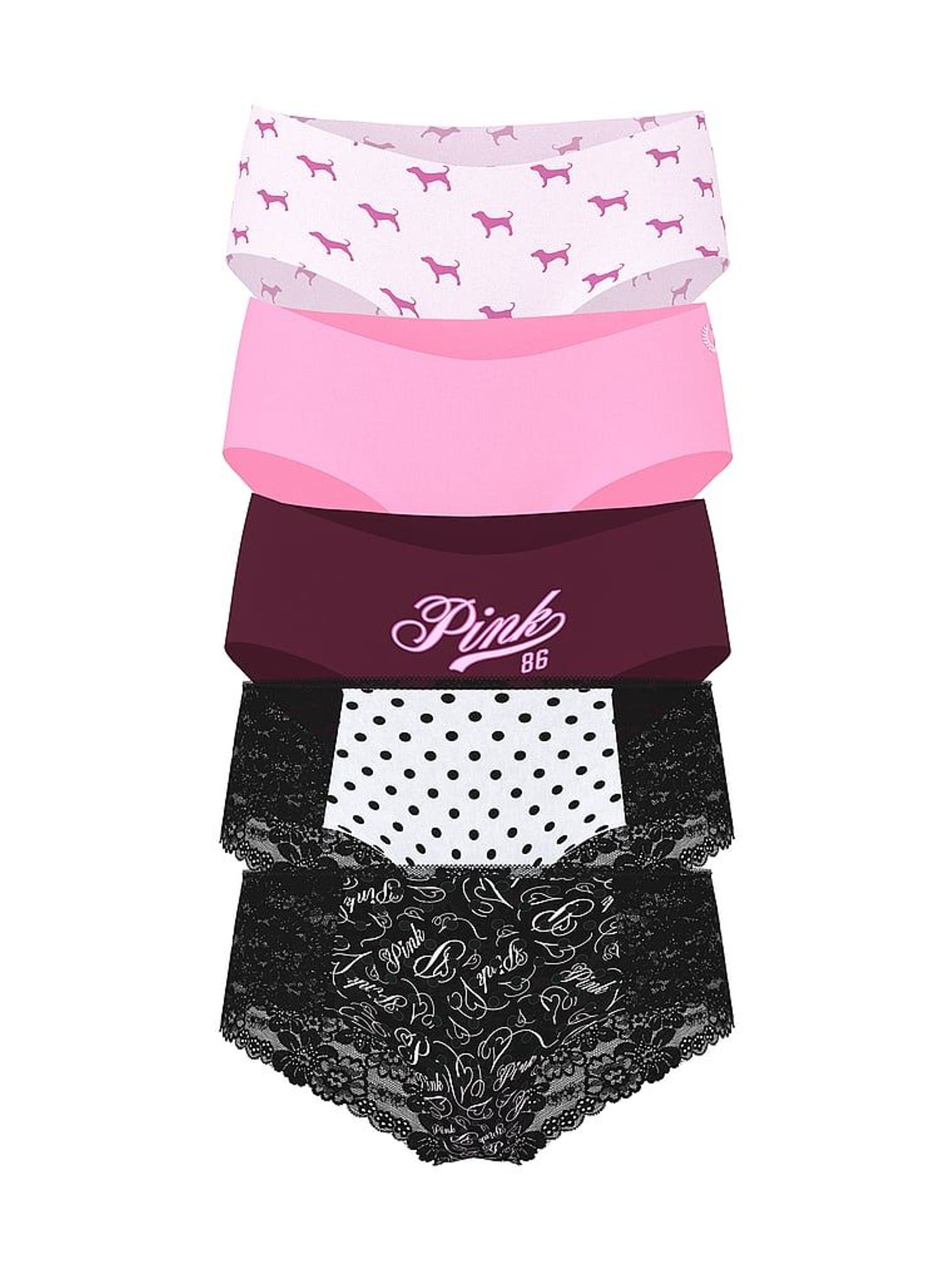 Pink/White/Red/Pink/Black Cheeky 5 Pack Knickers (H43959) | €35