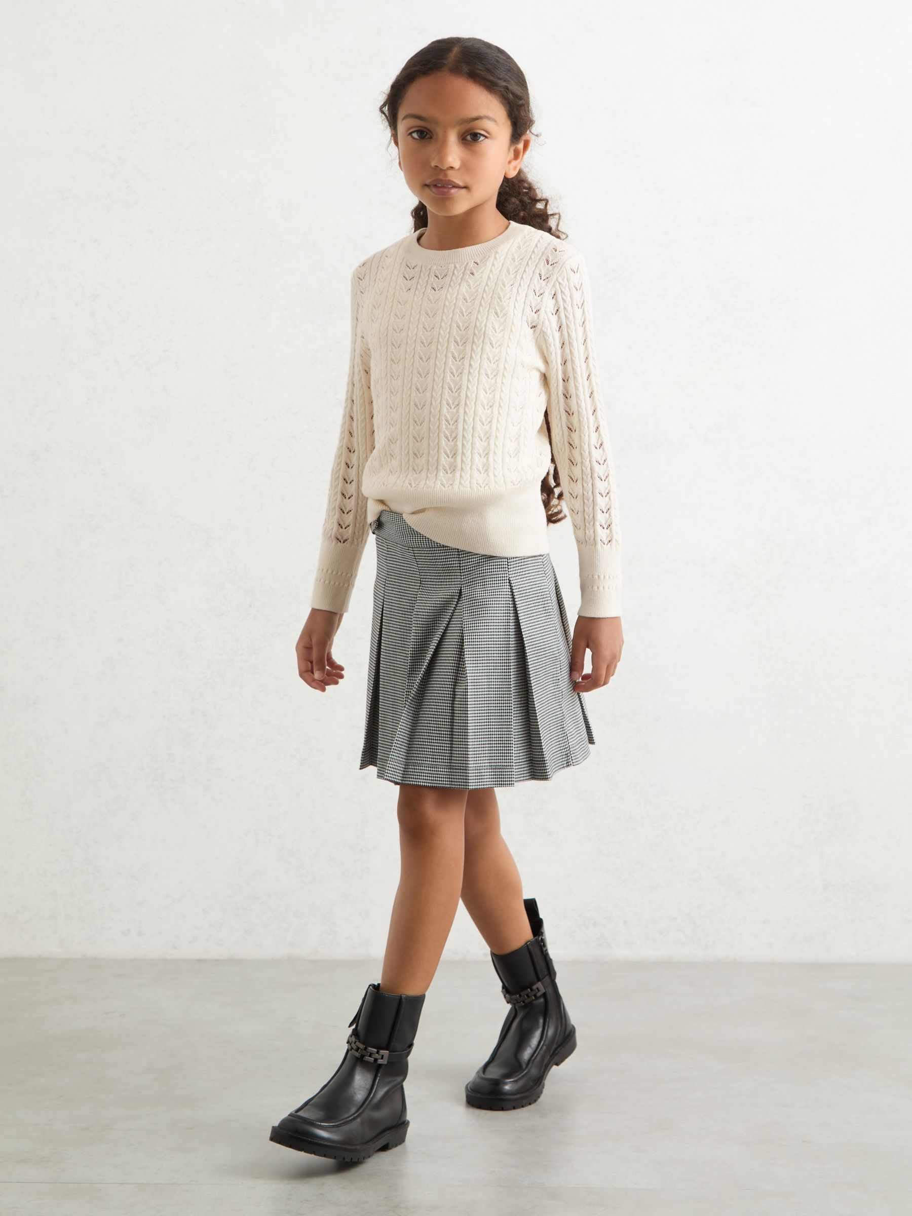 3-9 yrs Wool-Cotton Pointelle Jumper in Ivory (H44722) | DKK410