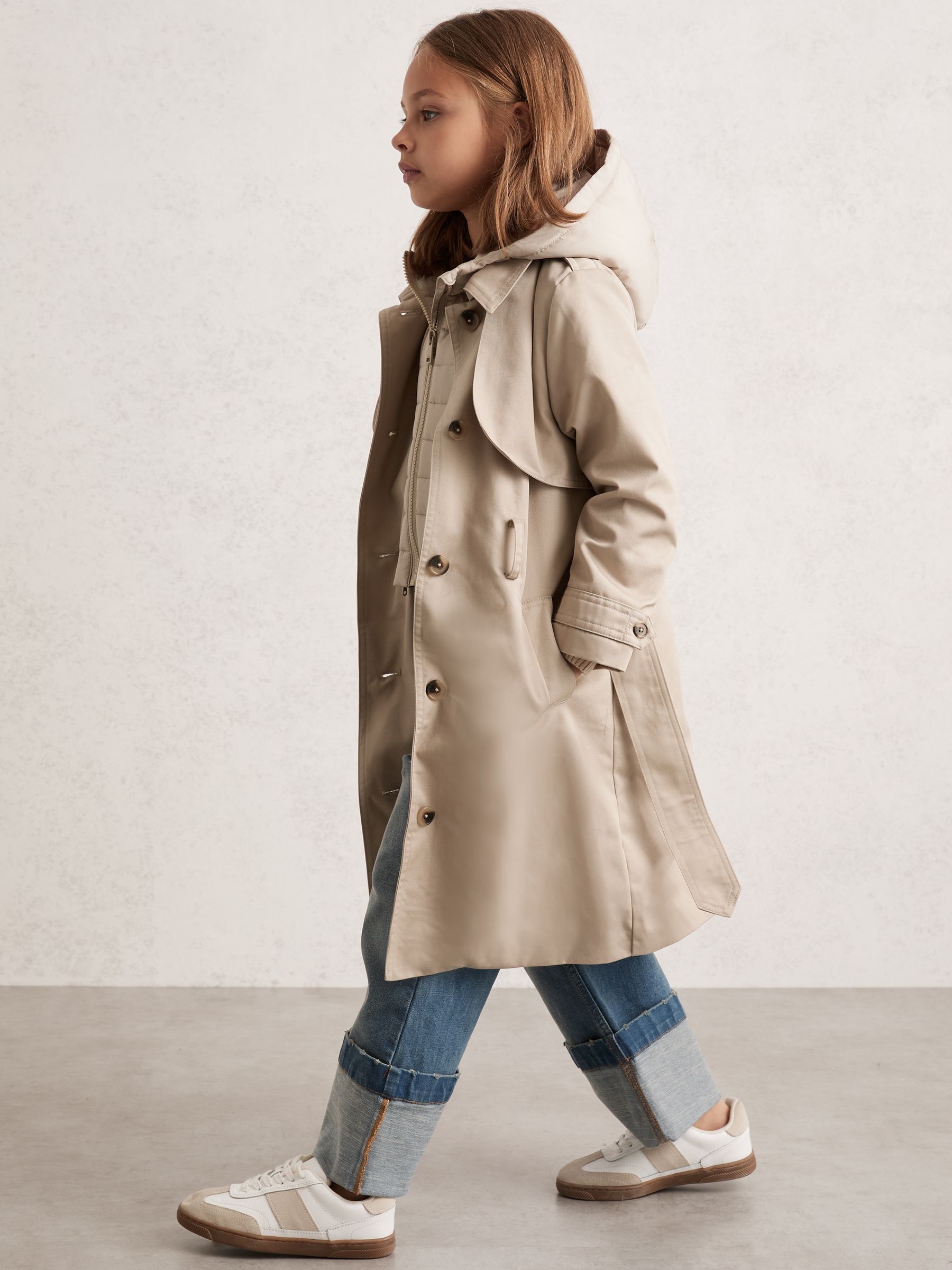 3-9 yrs Removable-Hood Trench Coat in Stone (H44738) | $190
