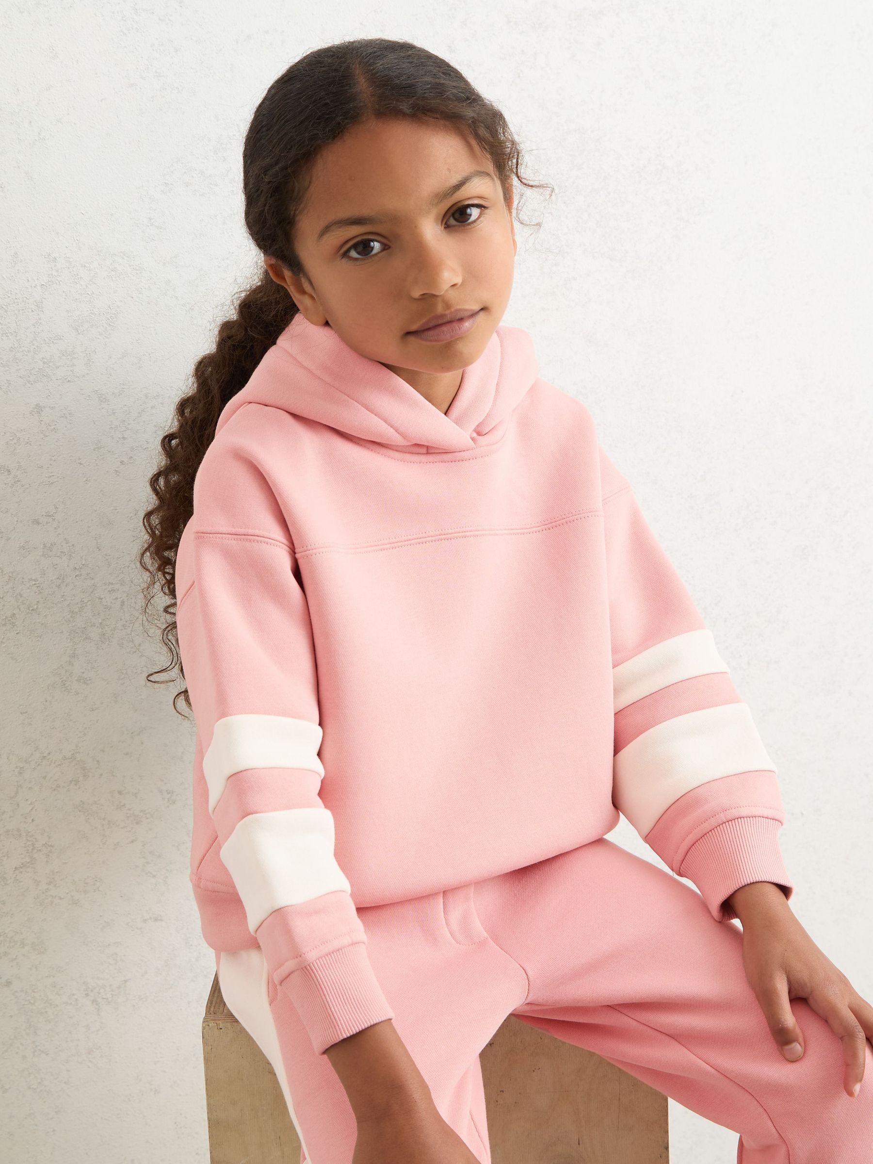 Cotton-Blend Joggers and Hoodie Set in Rose (H44760) | 405 SAR