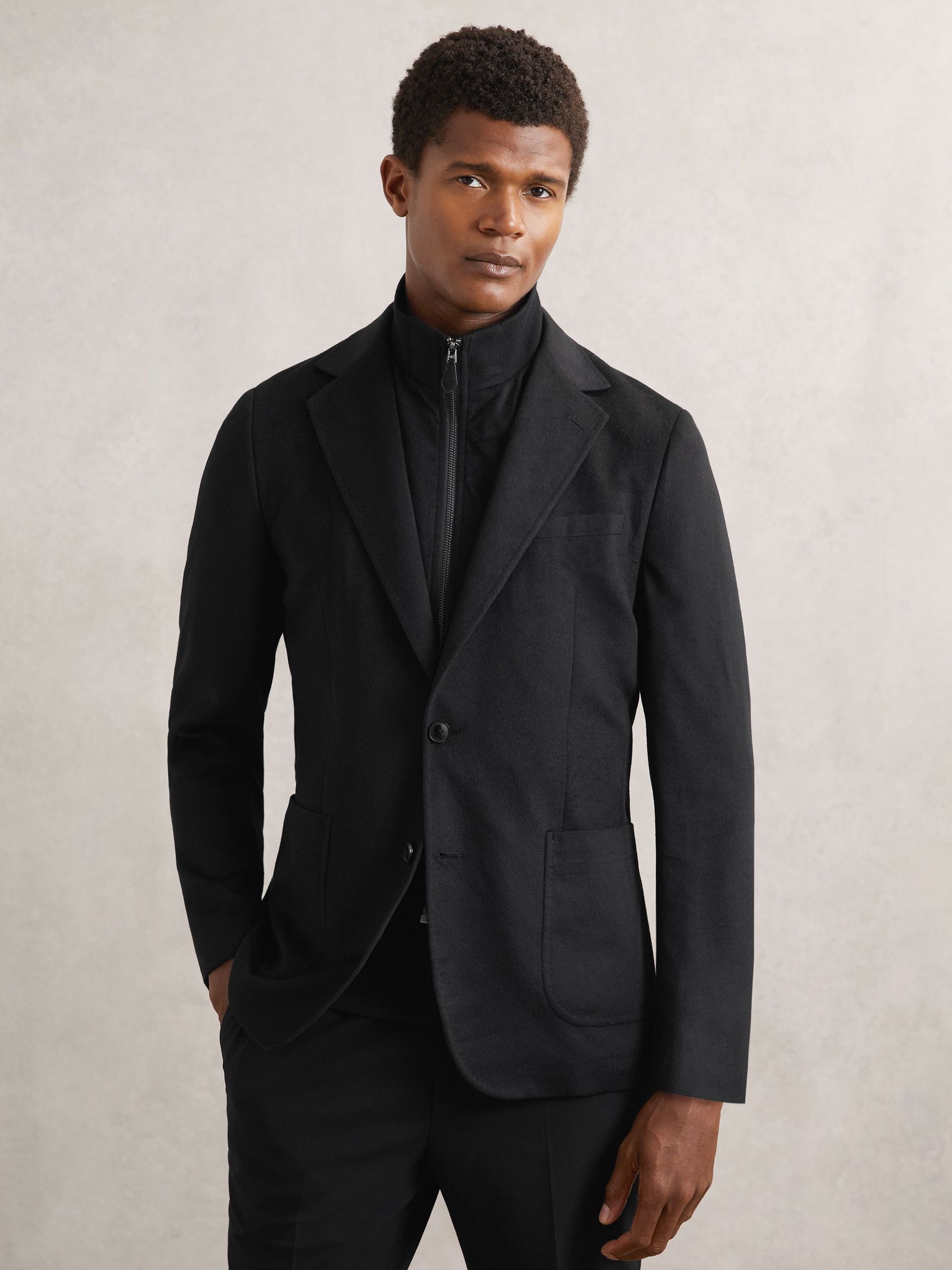 Single Breasted Blazer With Gilet Insert Regular-Fit in Black (H44854) | $565