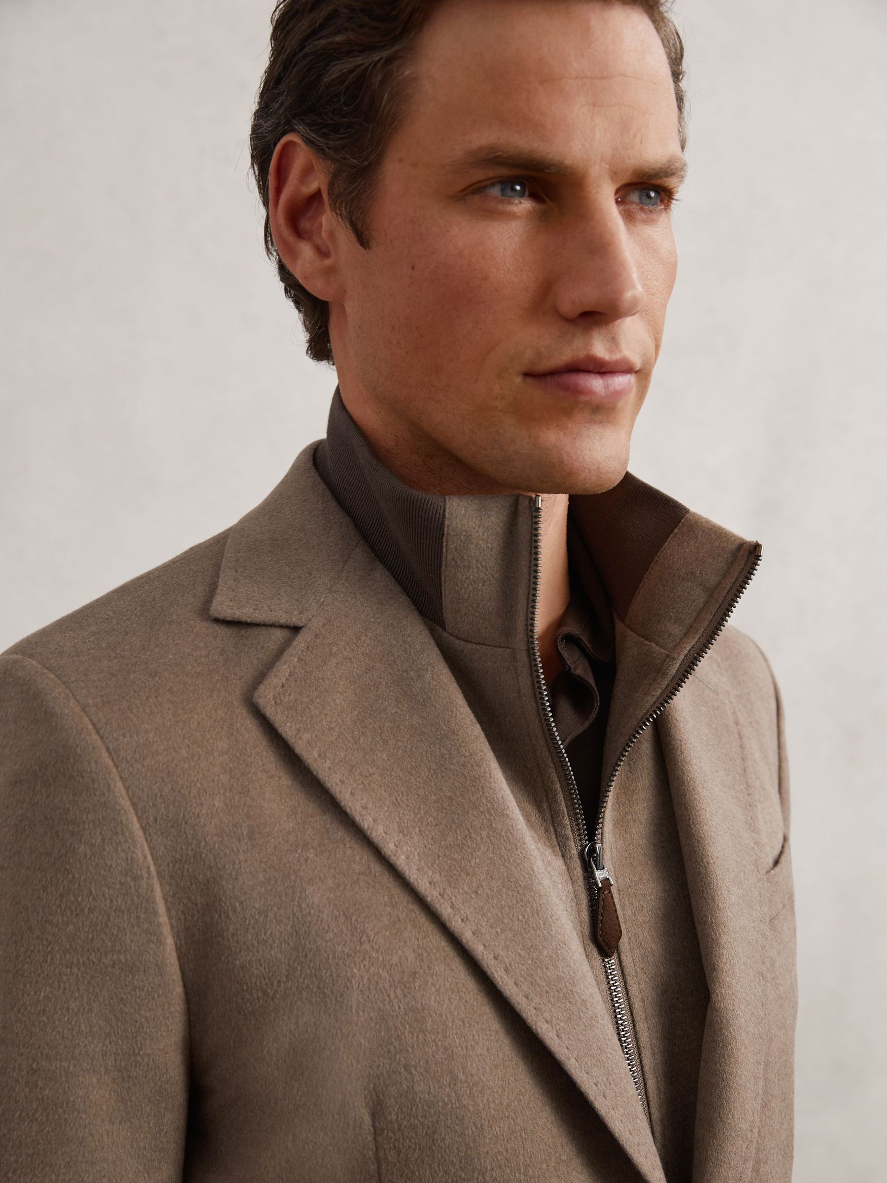 Single-Breasted Blazer With Gilet Insert Tailored-Fit in Mocha Brown (H44859) | CA$630