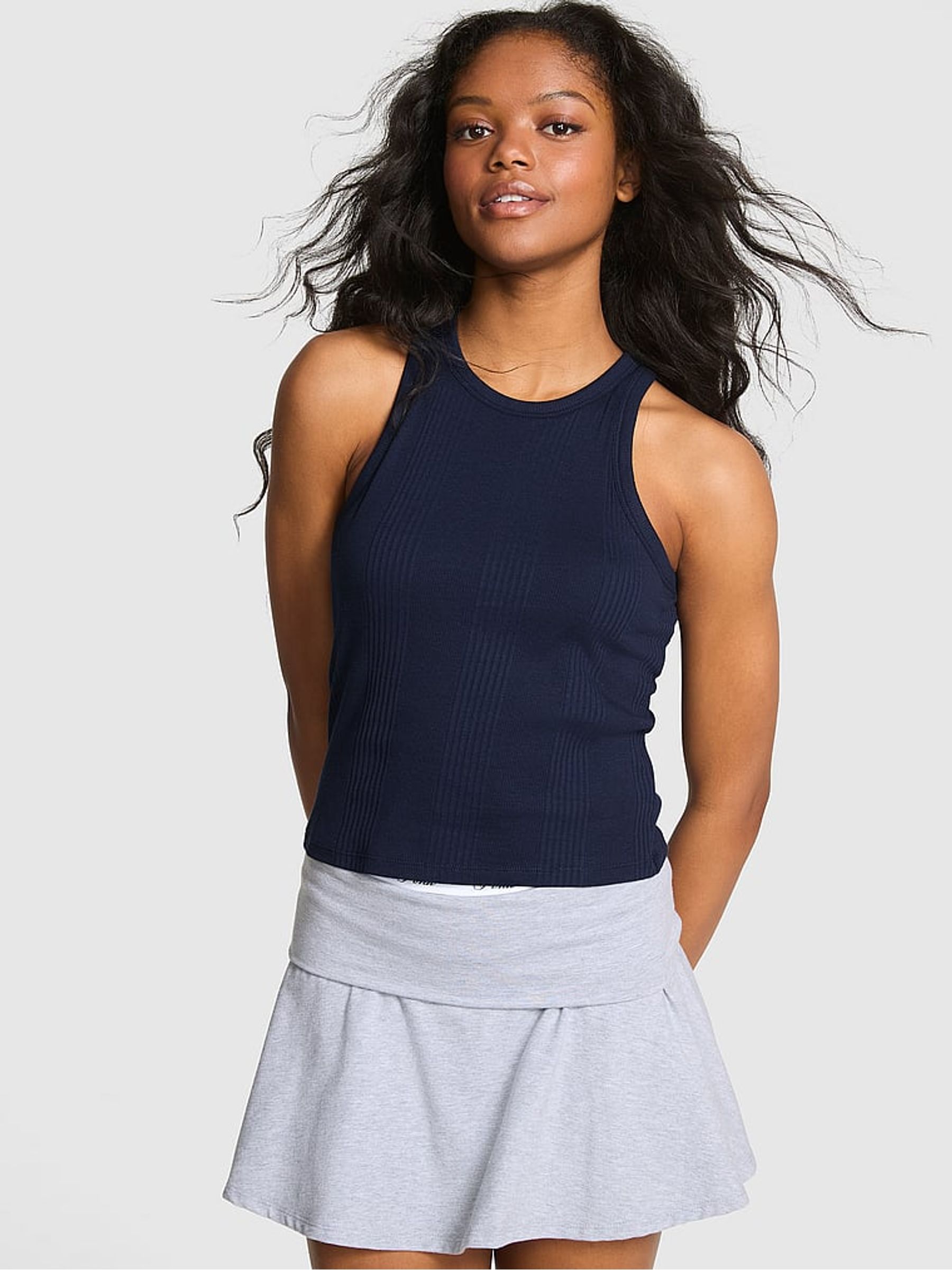 Noir Navy Blue Ribbed Tank Top (H45958) | €24