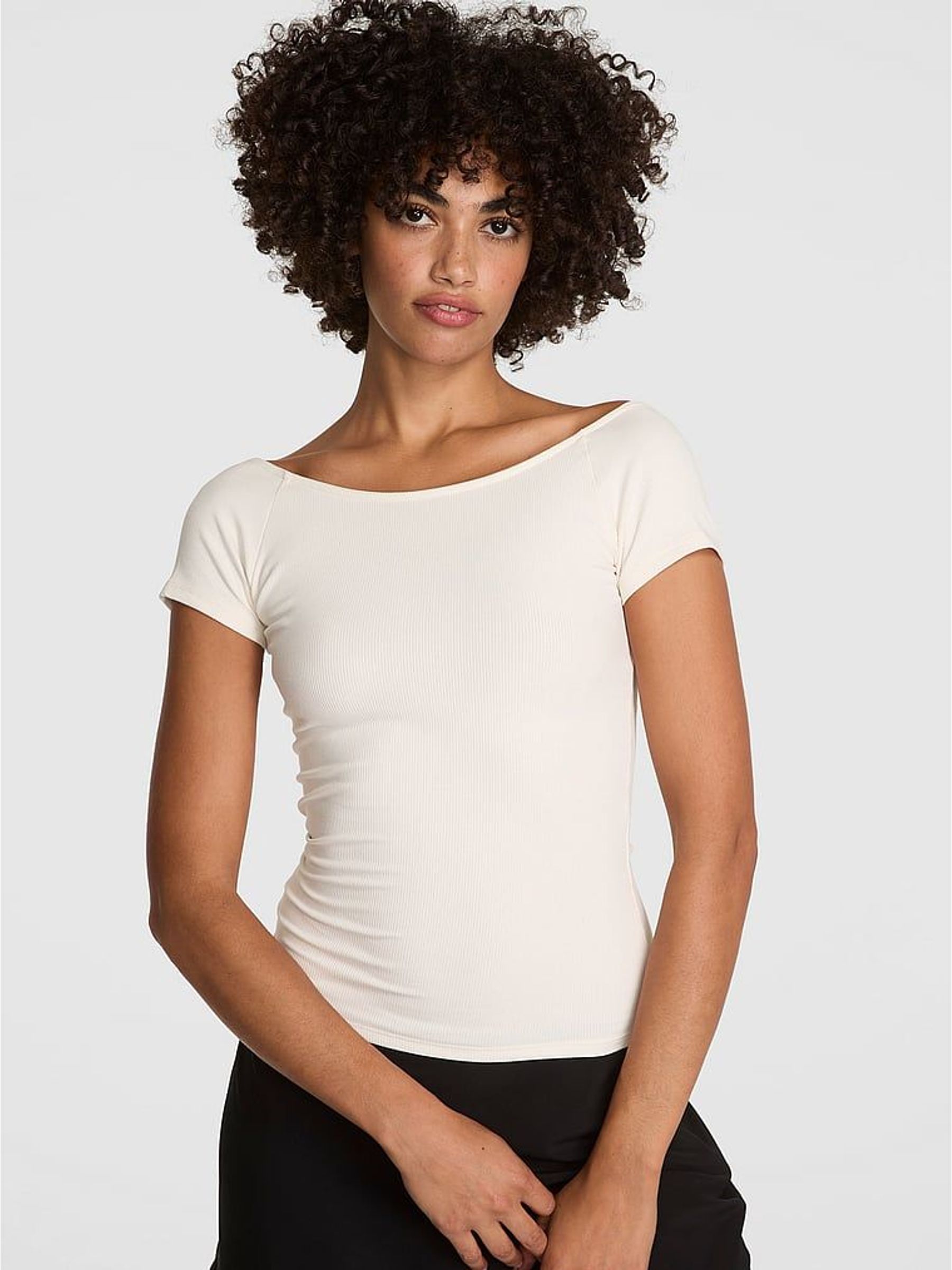 Winter White Ribbed T-Shirt (H45970) | €36