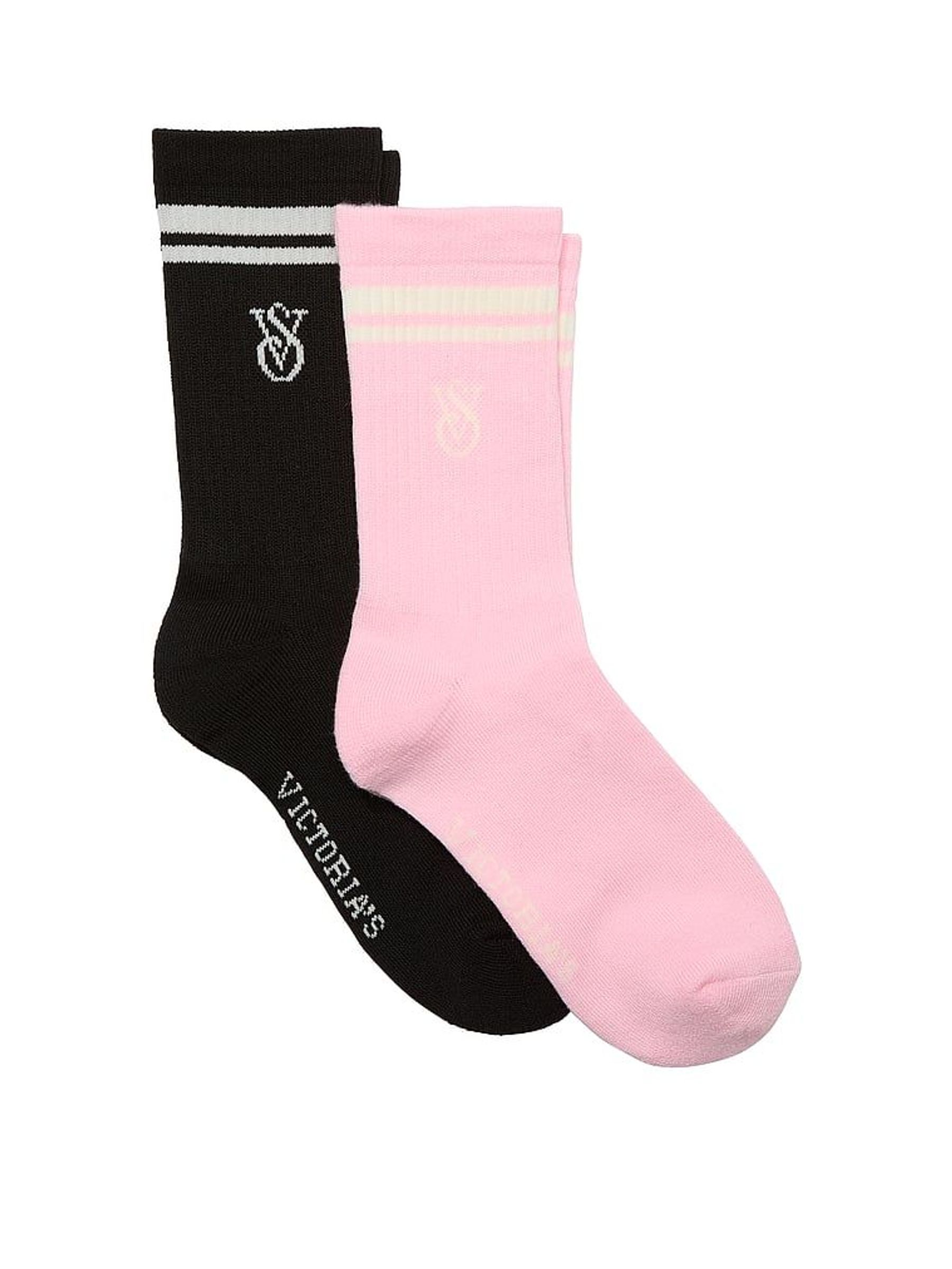 Black And Petal Pink 2 Pack Crew Socks (H46041) | €17