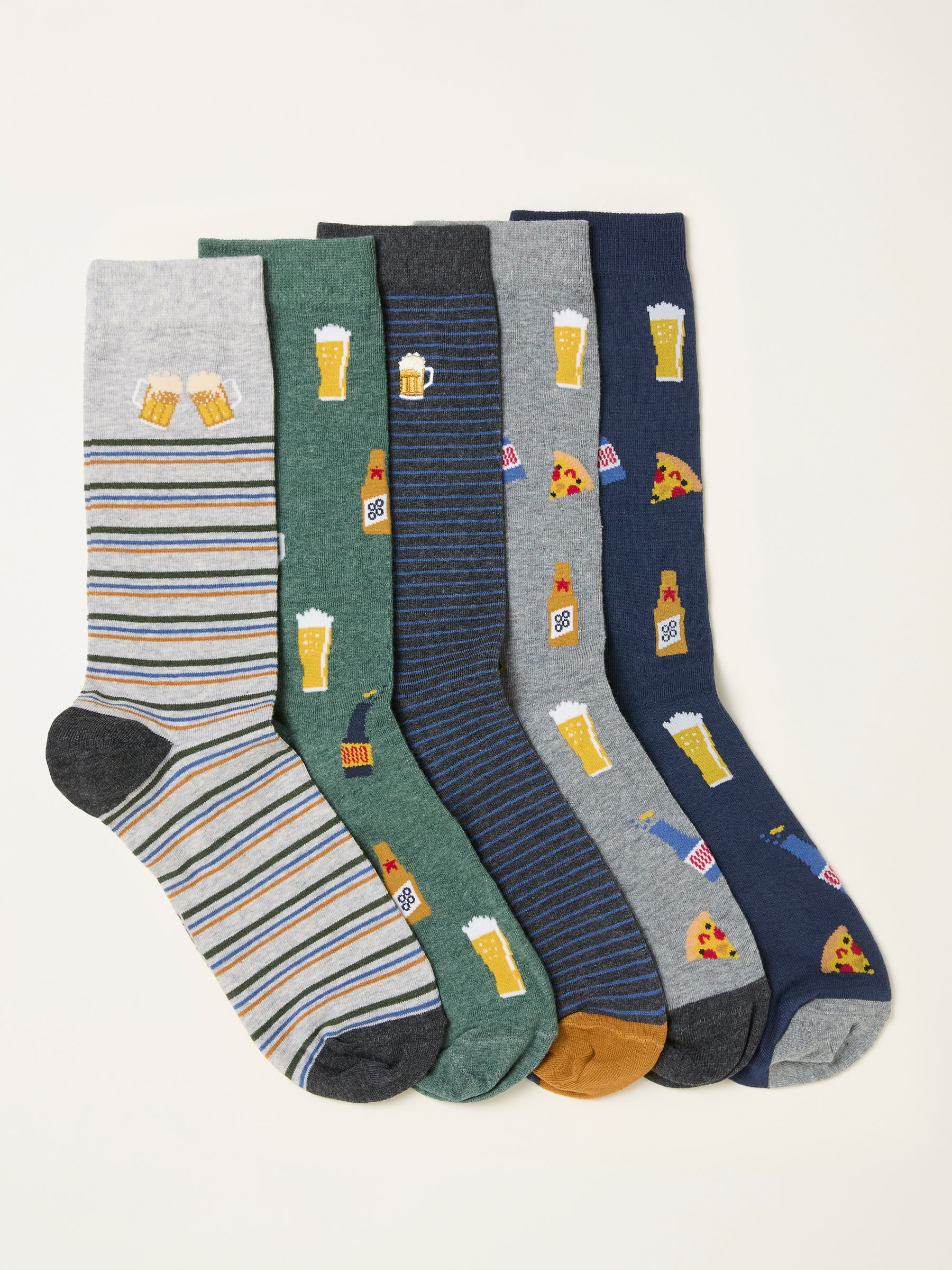 Grey 5 Pairs of Beer Socks (H46734) | $38