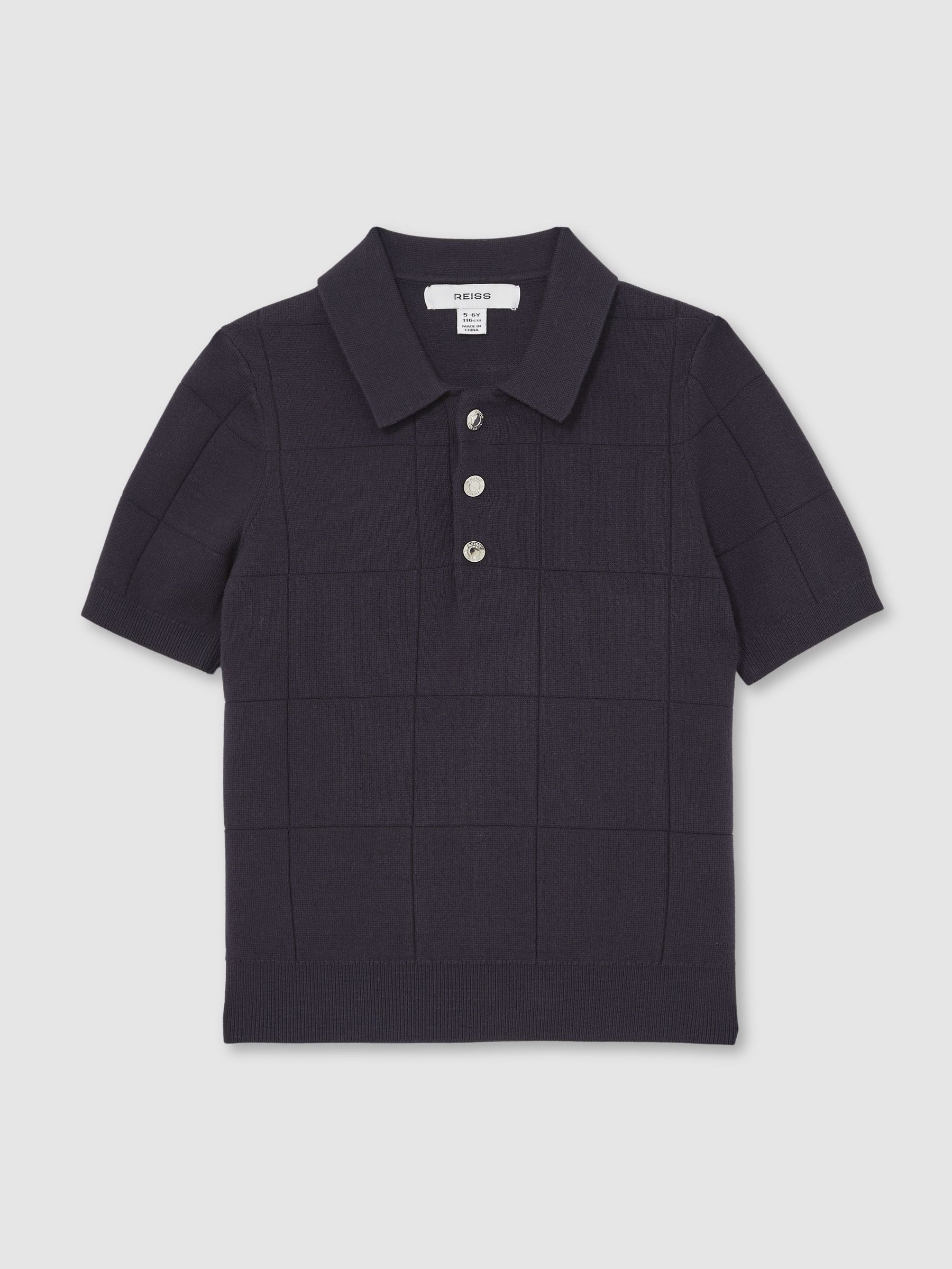 13-14 yrs Stitch-Detail Press-Stud Polo Shirt in Navy Blue (H47173) | HK$700