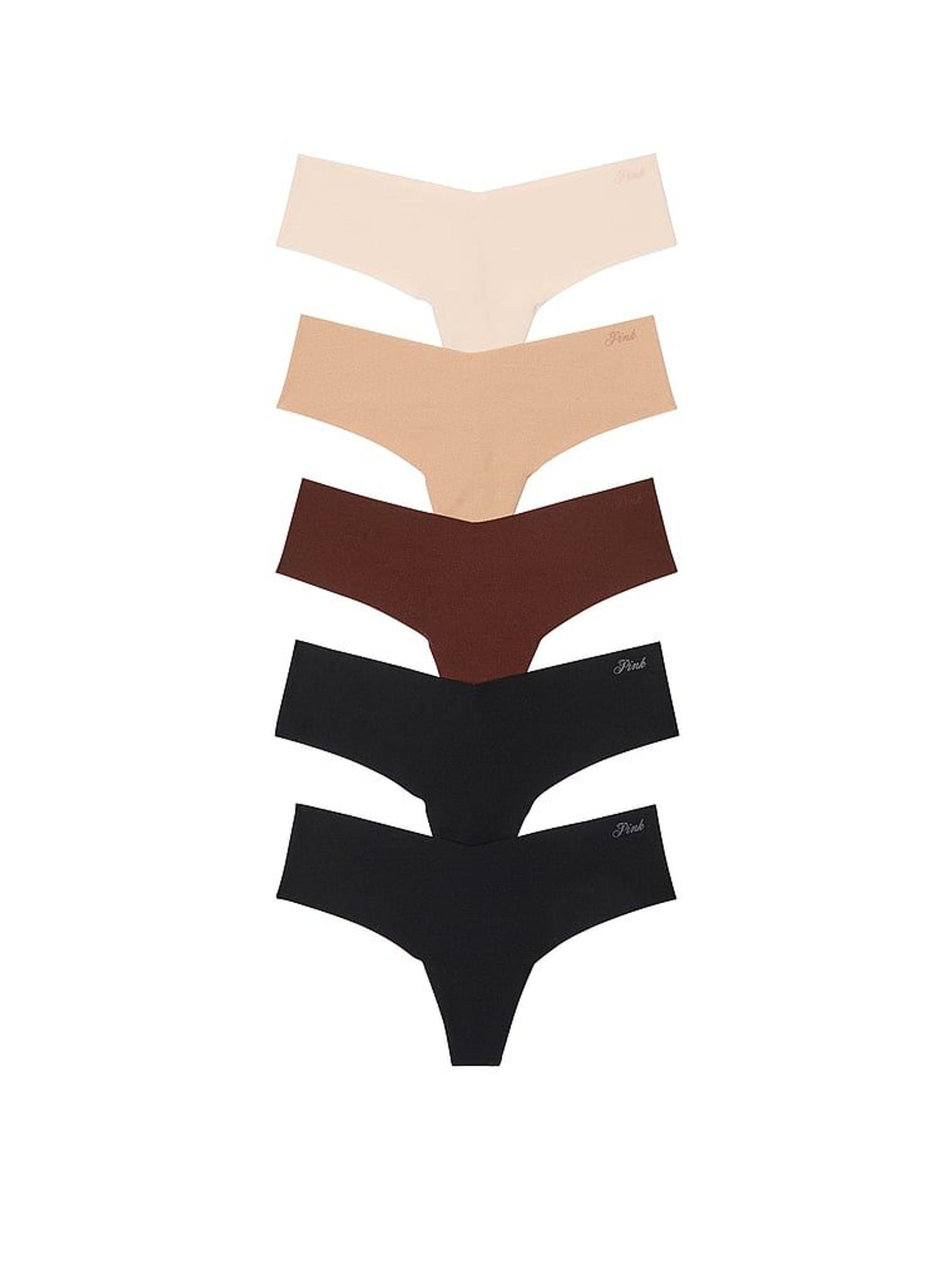 Black/Brown/Nude Thong 5 Pack Knickers (H48012) | €35