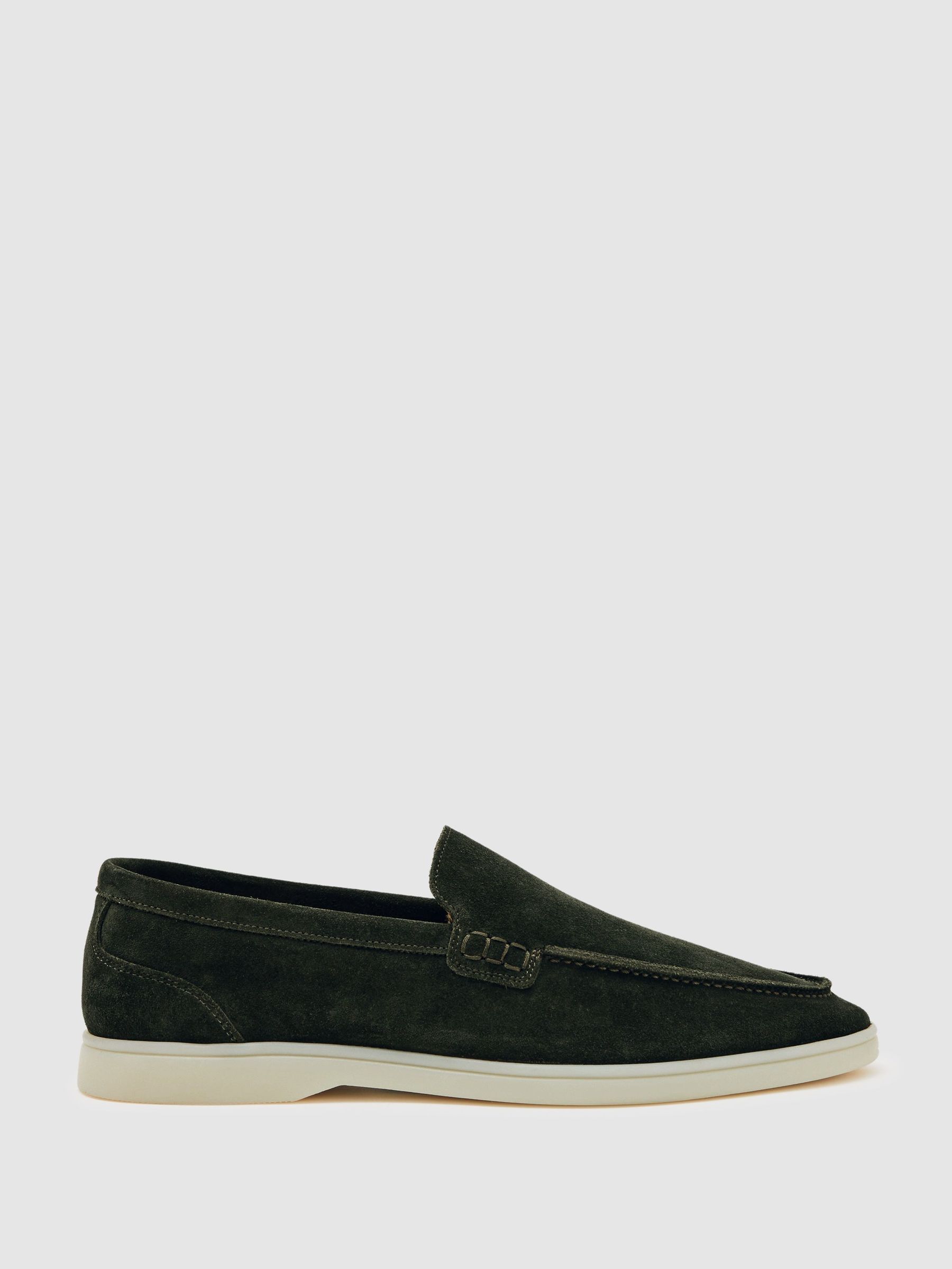 Suede Slip-On Loafers in Forest Green (H48162) | AED1,000