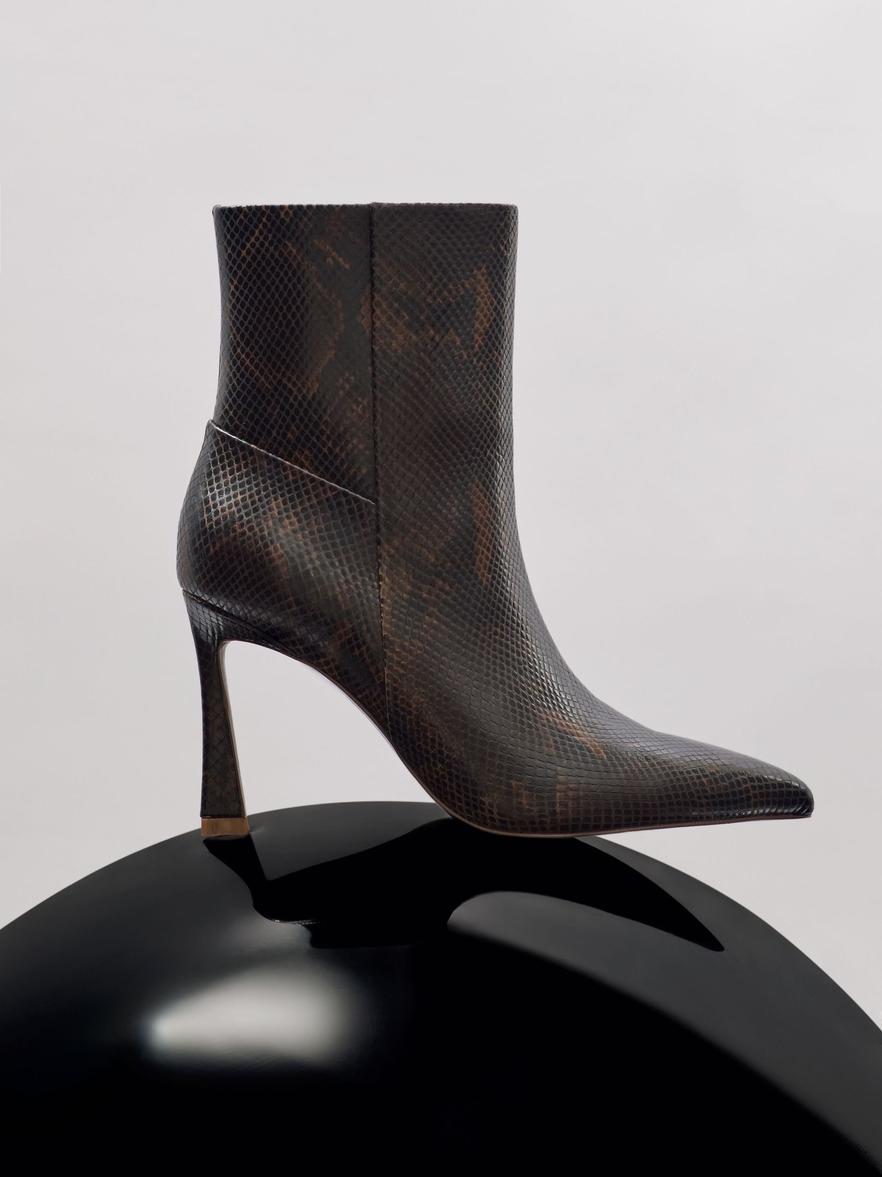 High Heeled Leather Ankle Boots in Snake (H48614) | 1,255 QAR