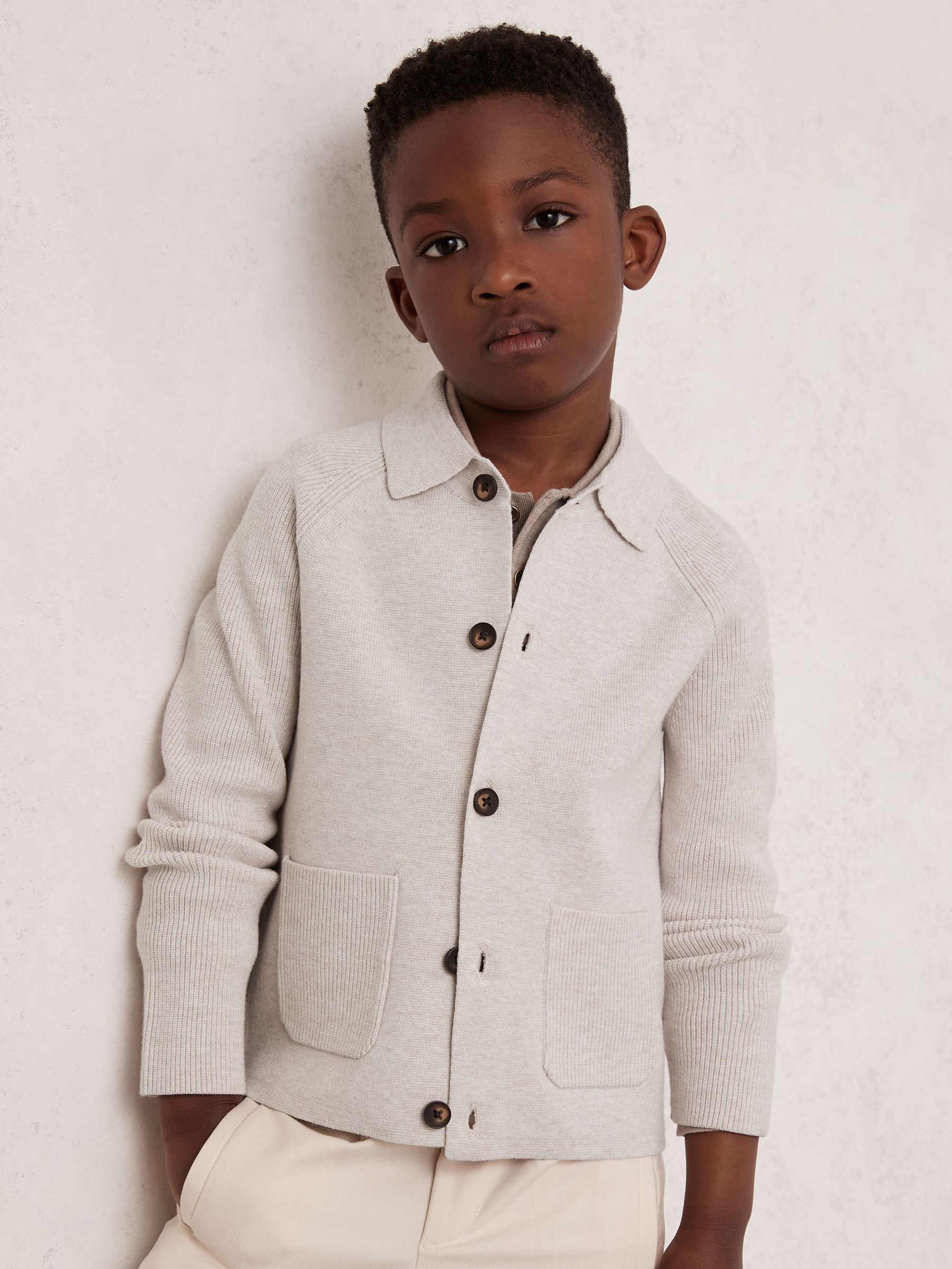 3-9 yrs Button-Through Knitted Cardigan in Oatmeal Melange (H48767) | €70