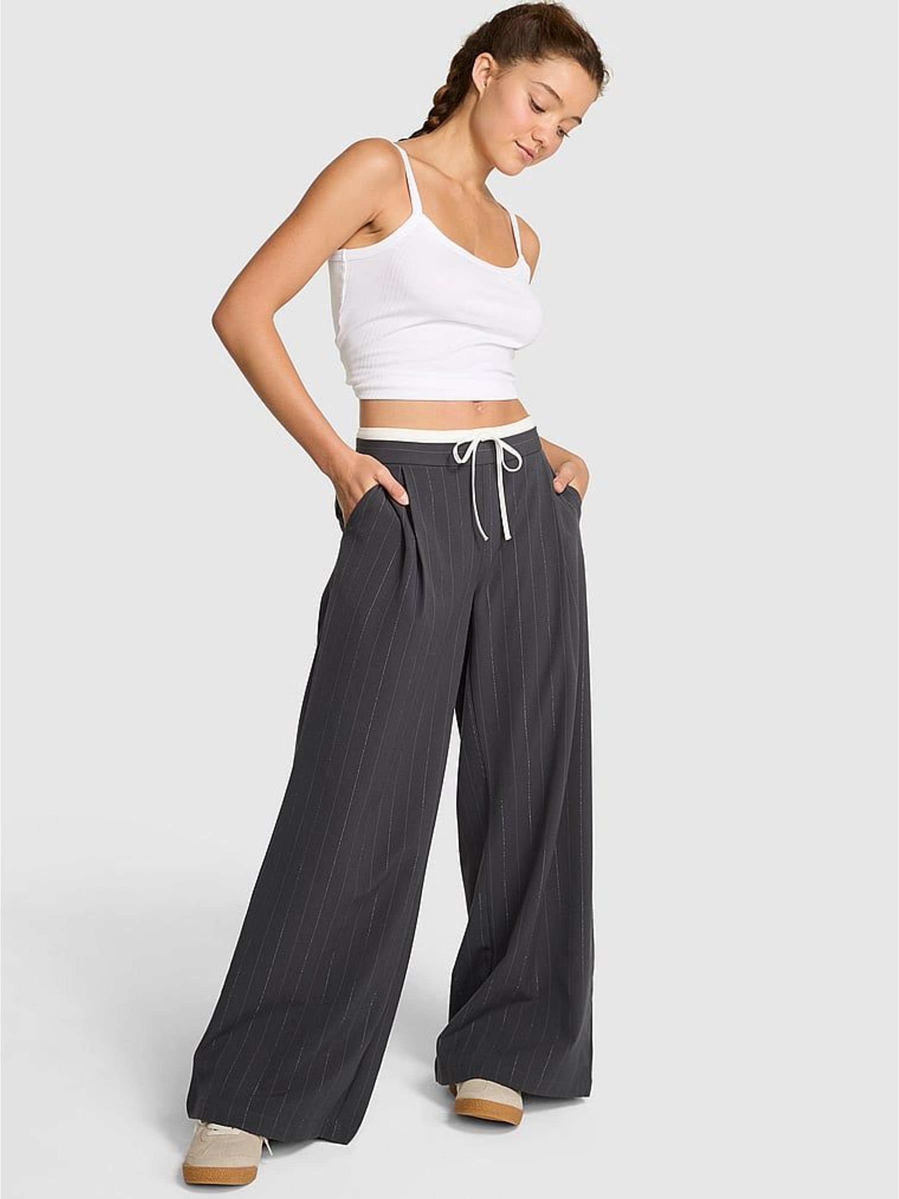 Grey Pinstripe Twill Trousers (H48966) | €62
