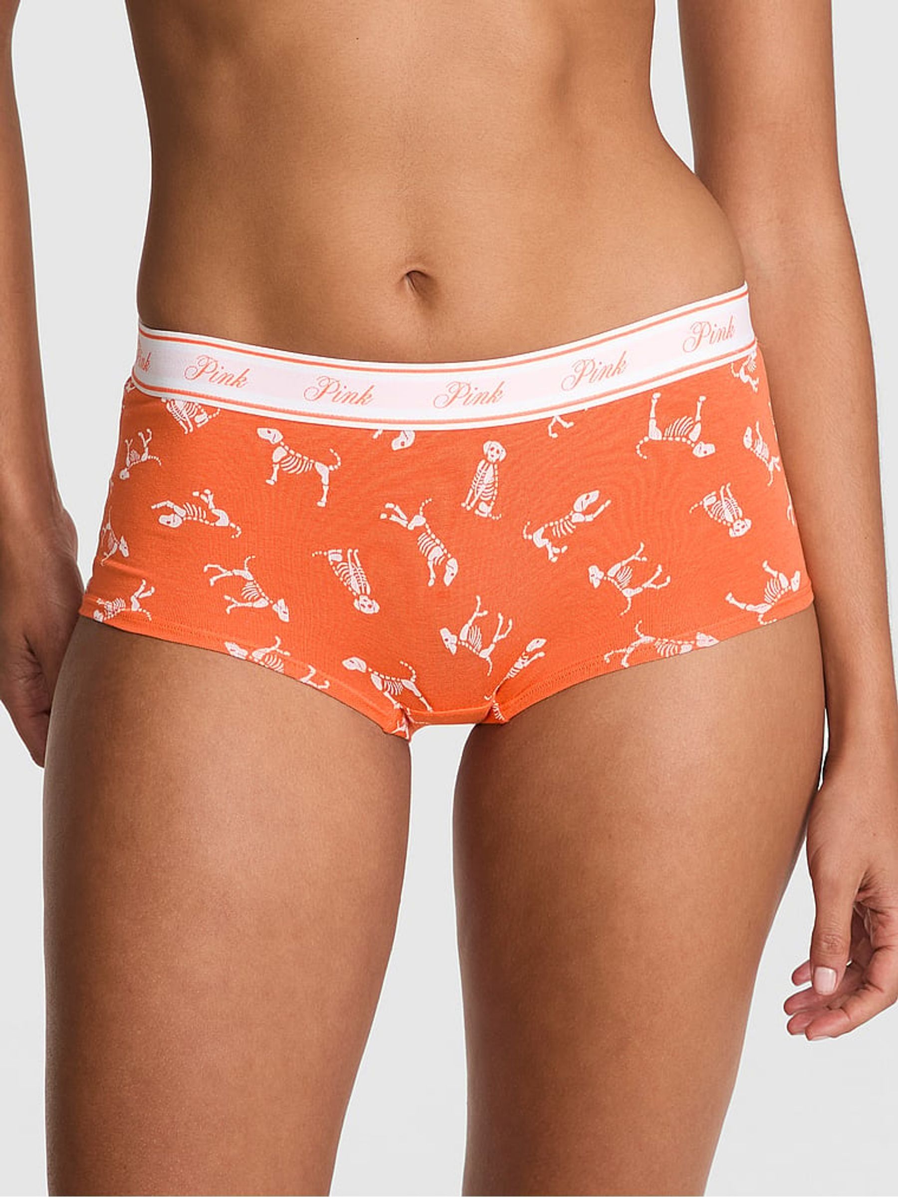 Black Skeleton Dog Print Boyshort Cotton Logo Knickers (H48971) | €11.50