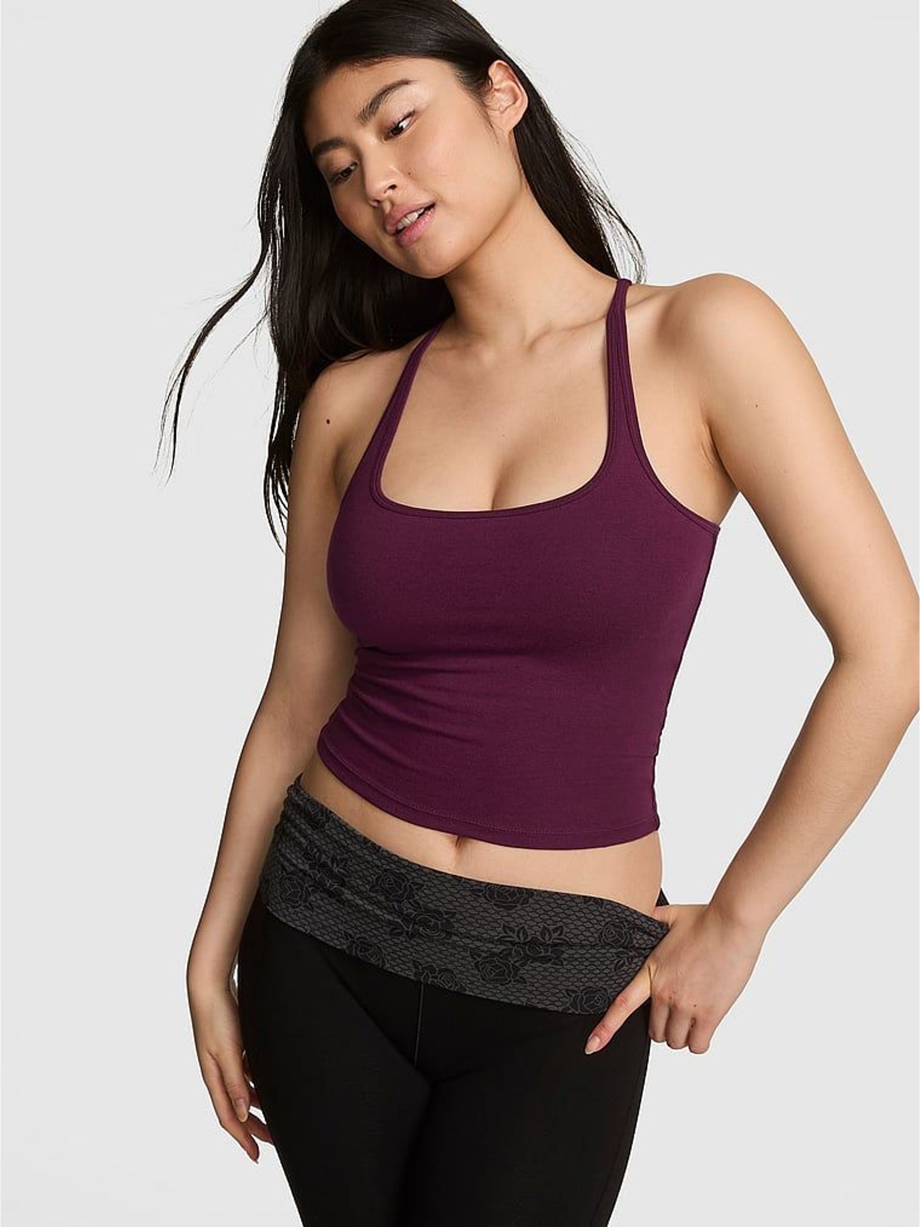 Purple Rose Cotton Square Neck Sports Bra (H48978) | €36