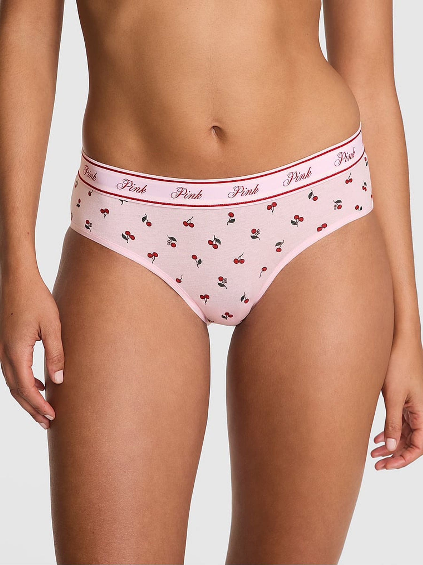 Pink Cherry Print Hipster Cotton Logo Knickers (H48983) | €11.50