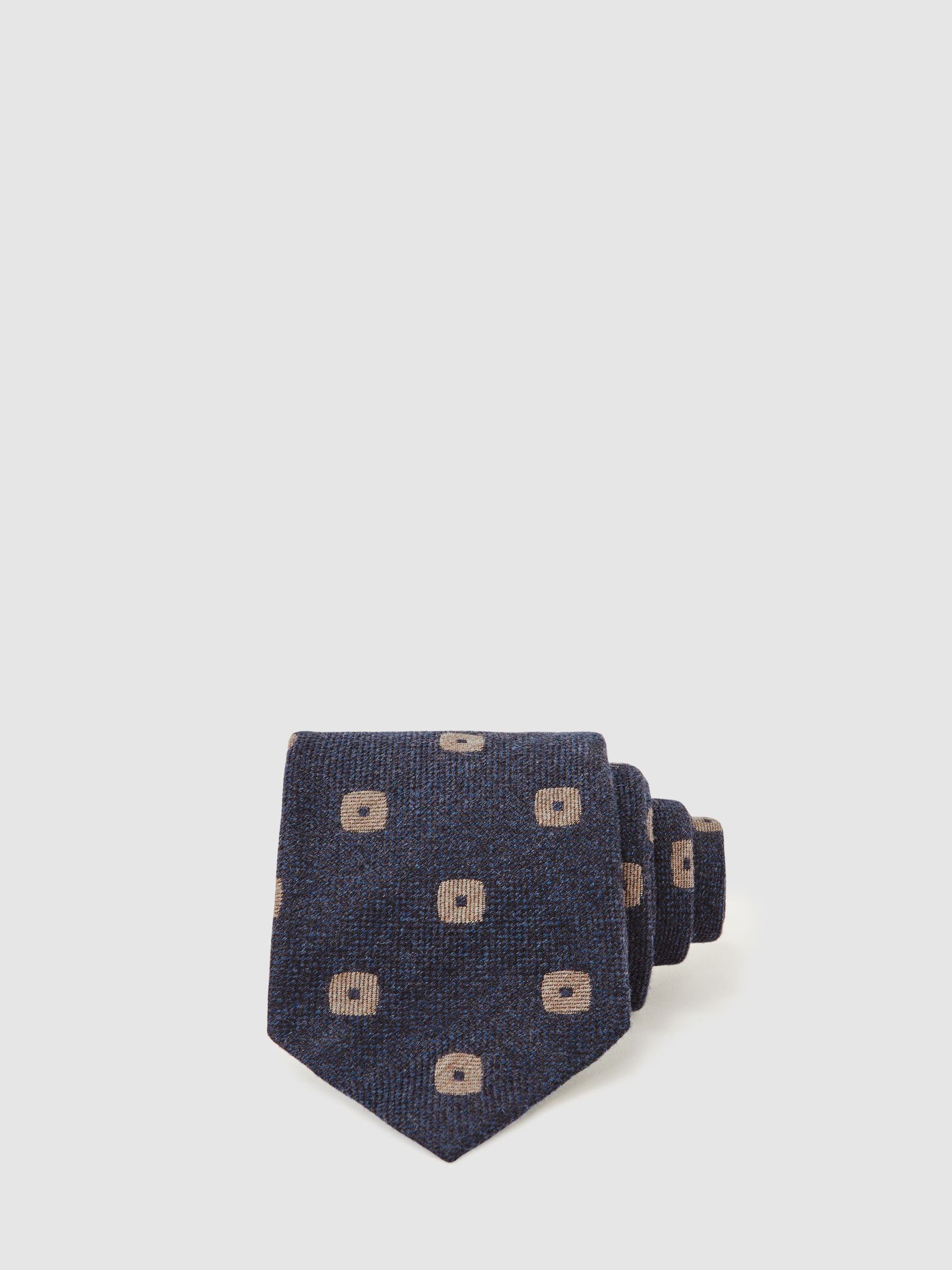 Silk-Wool Square-Medallion Tie in Navy (H49056) | $120