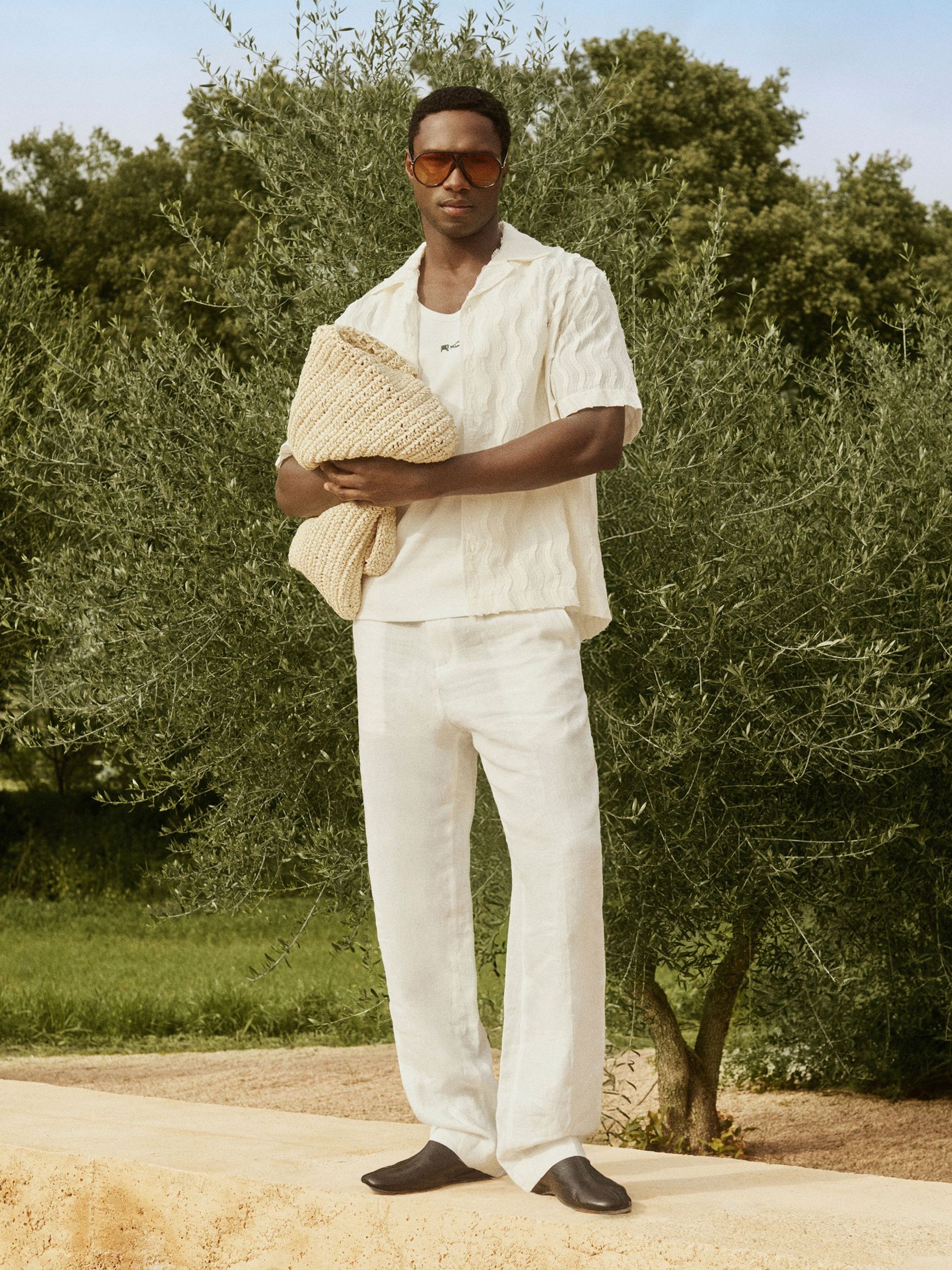 Reiss | Ché Linen Wide-Leg Trousers in White (H49060) | €185