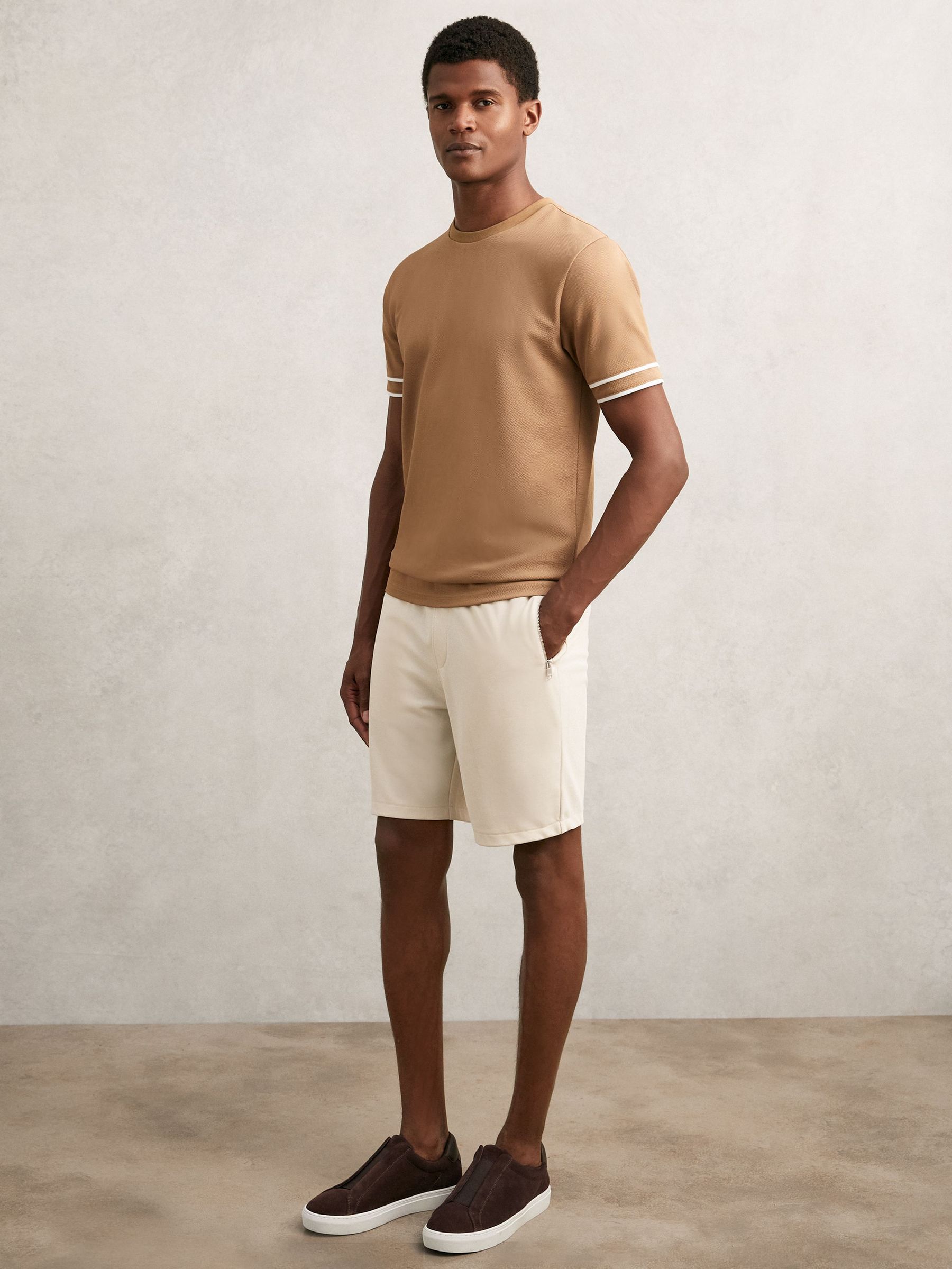 Textured Drawstring Shorts in Stone (H49062) | 271 SAR