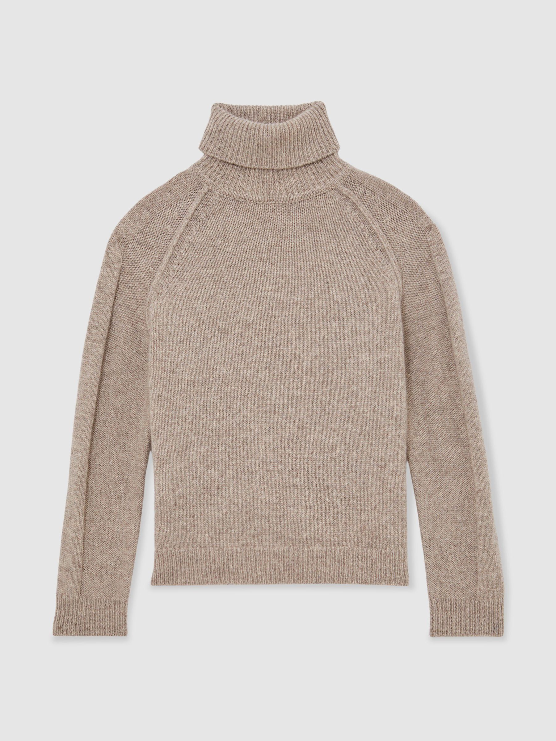 13-14 yrs Wool-Cashmere Roll-Neck Jumper in Light Brown Melange (H49353) | $90