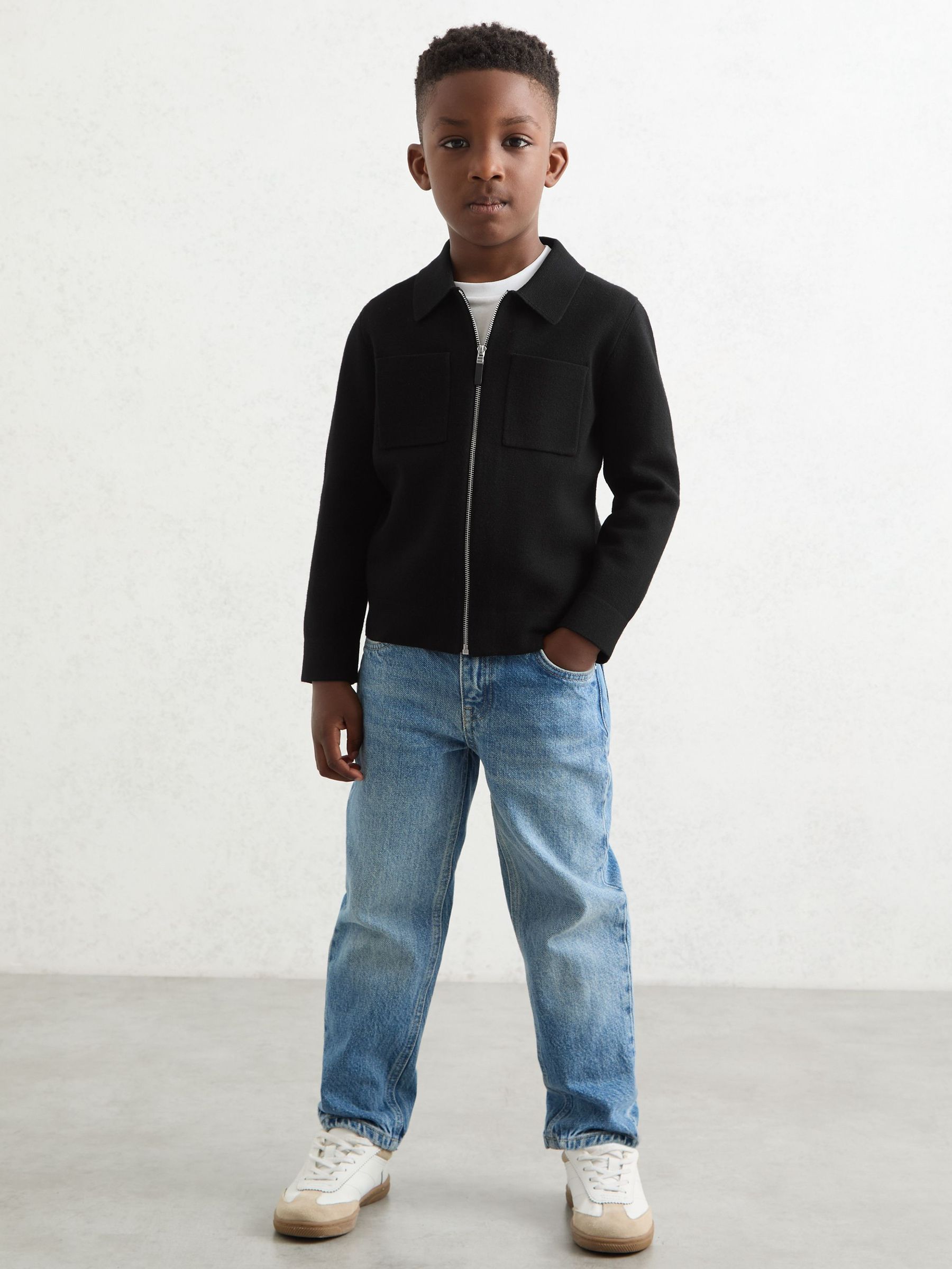 3-9 yrs Knitted Zip-Through Cardigan in Black (H50345) | €75