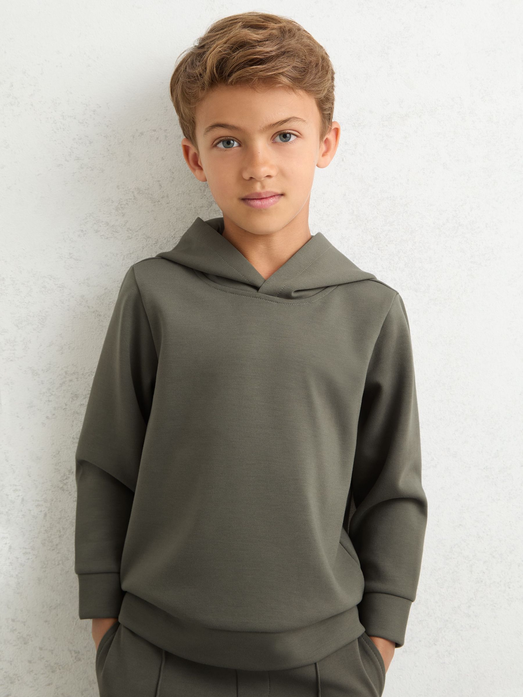 3-9 yrs Interlock Jersey Hoodie in Dark Sage (H50381) | $60