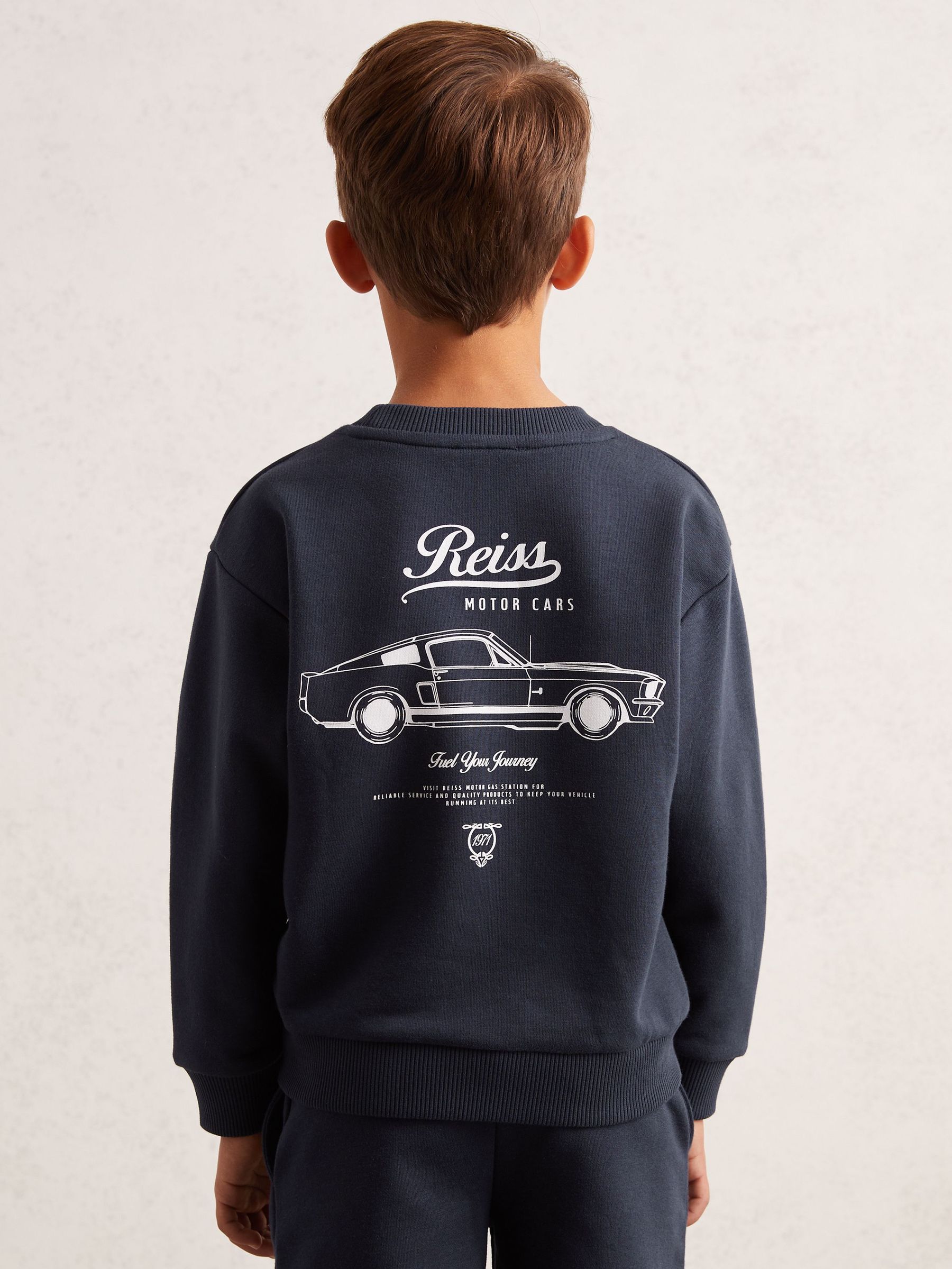 Cotton-Blend Motor Cars Sweatshirt in Washed Blue (H50393) | €50