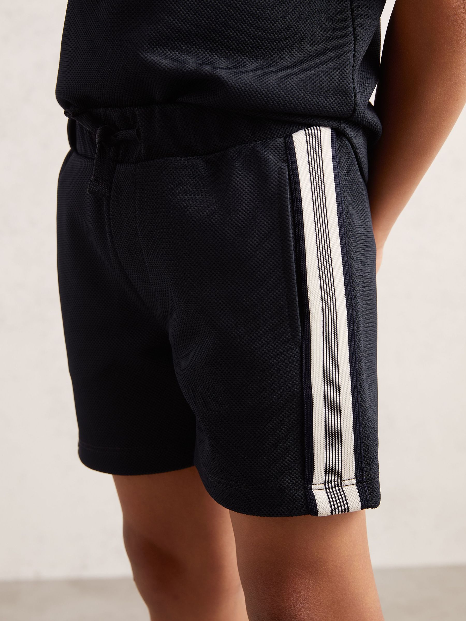 9-13 yrs Side Stripe Textured Shorts in Navy Blue (H50394) | LEI 210