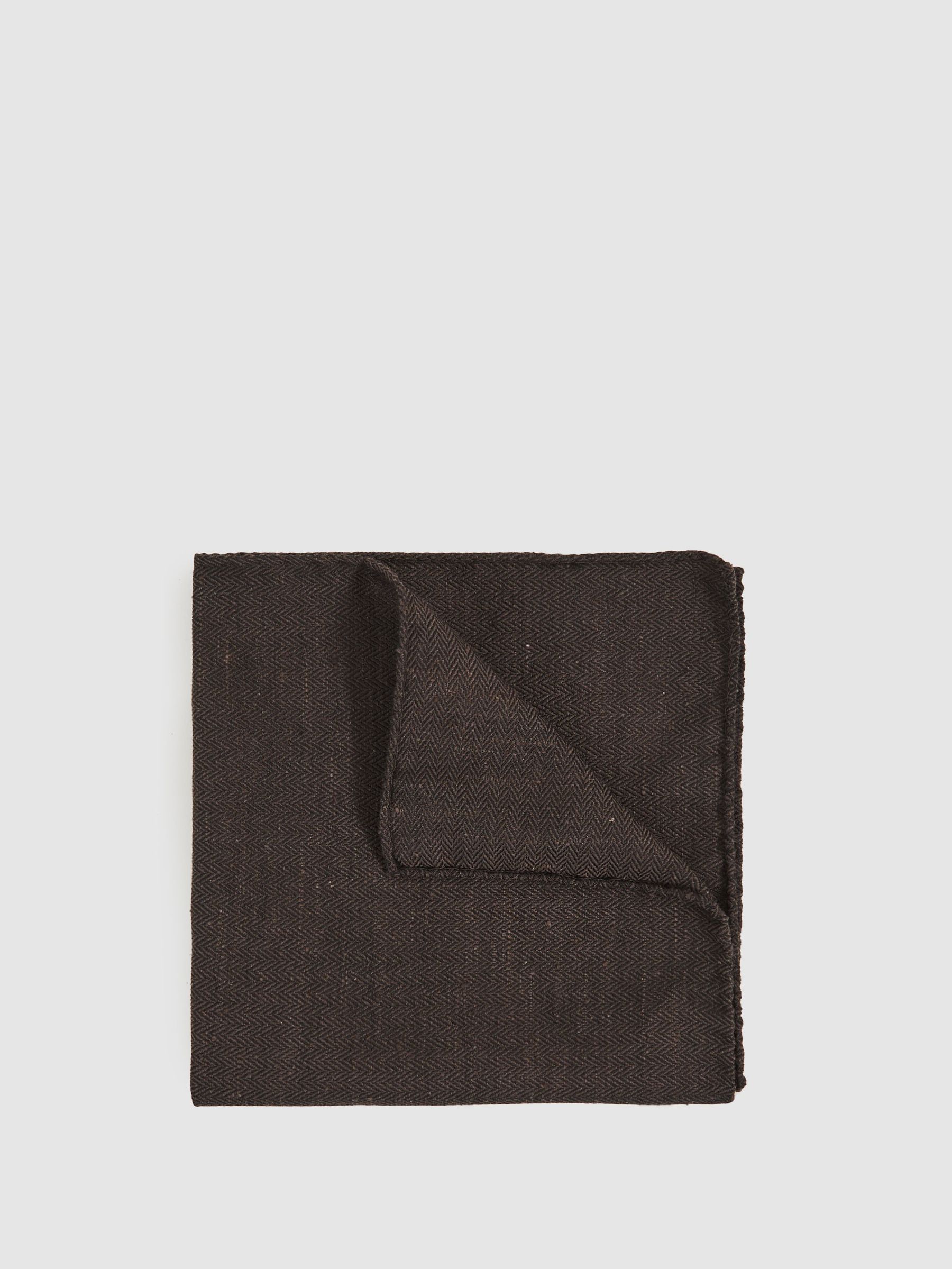 Silk Blend Herringbone Pocket Square in Chocolate Brown (H50983) | 210 QAR