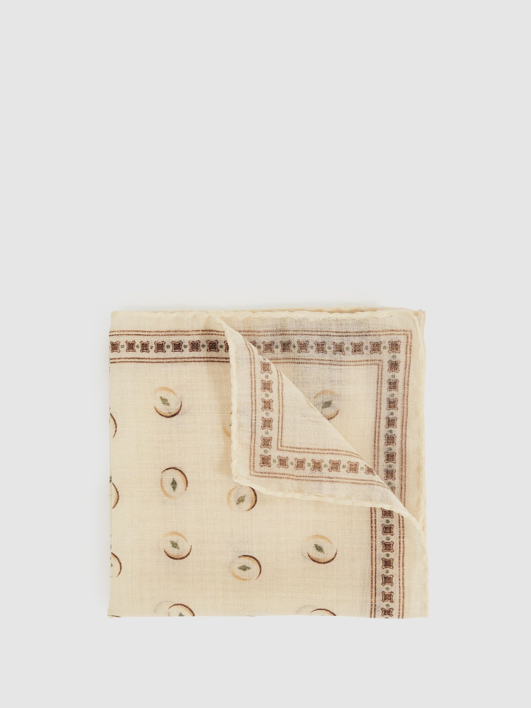 Wool Motif Print Pocket Square in Off White (H50986) | 210 QAR