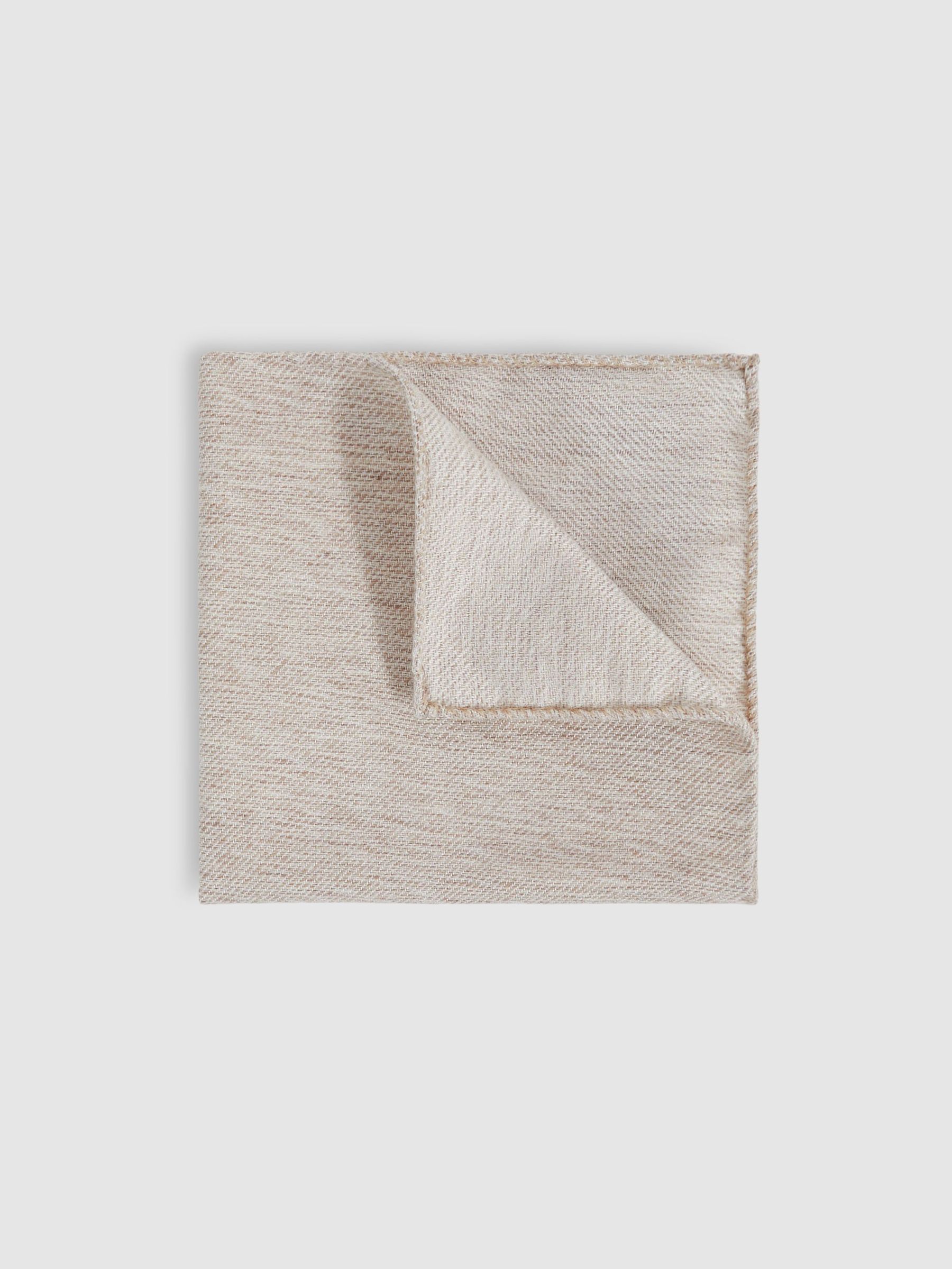Wool Silk Textured Pocket Square in Oatmeal (H50997) | 210 QAR