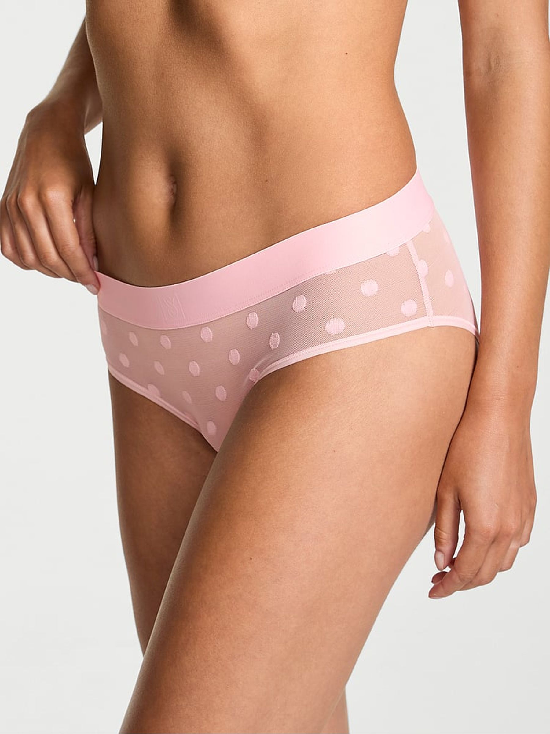 Pretty Blossom Dot Pink Hipster Sheer Logo Knickers (H51101) | €11.50