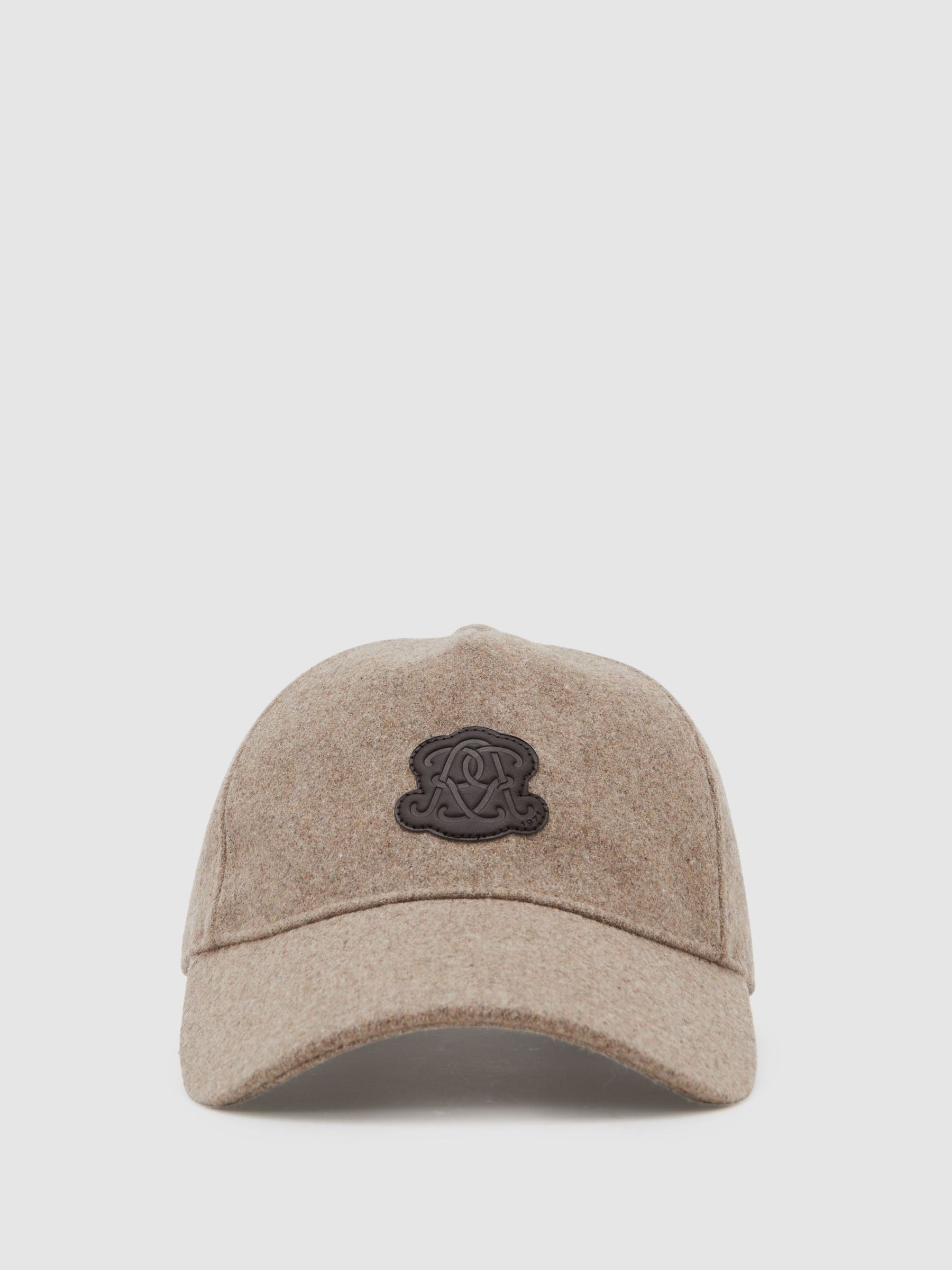Monogram Appliqué Wool-Blend Cap in Oatmeal Brown (H51219) | HK$1,030