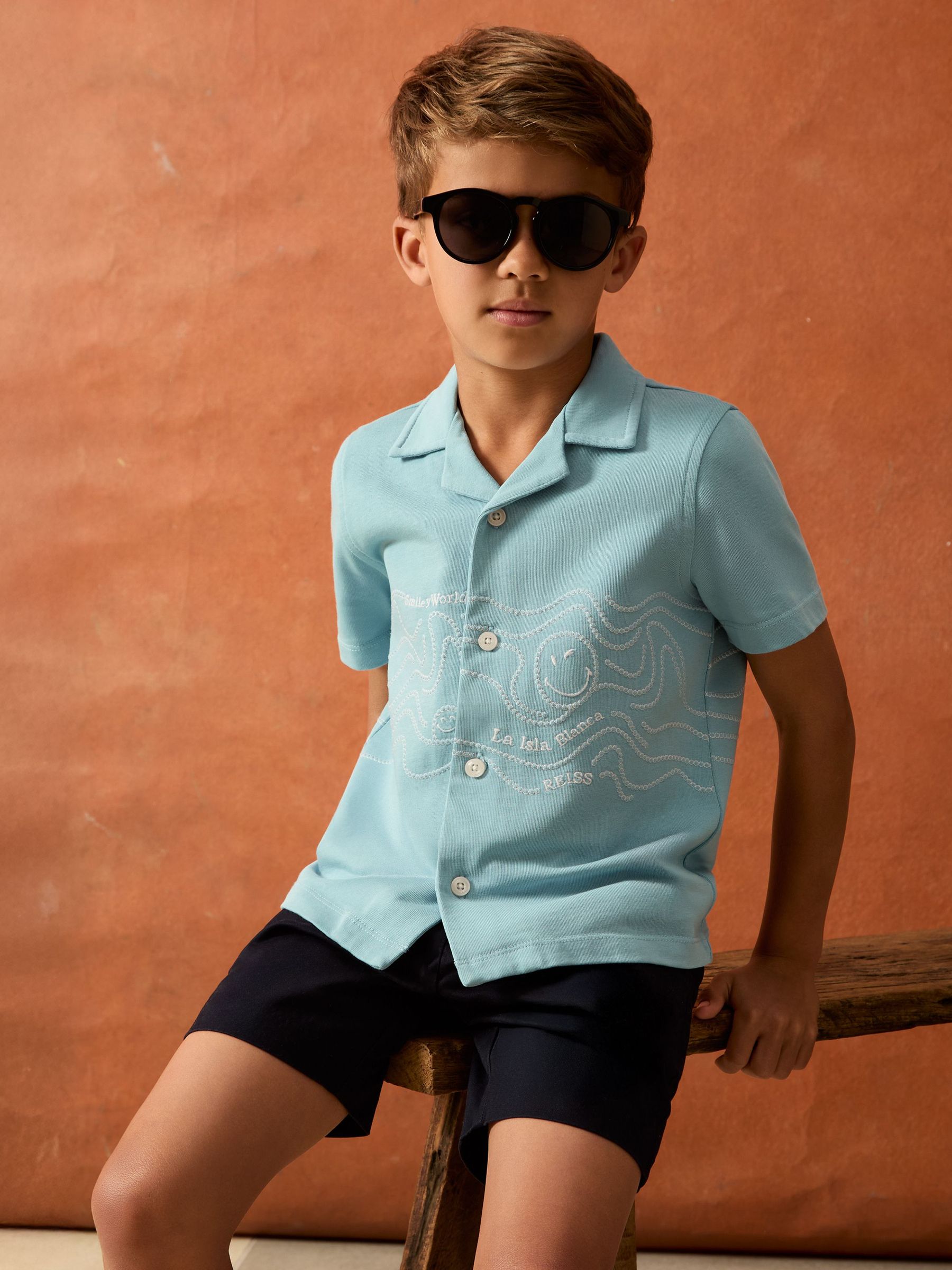 9-13 yrs SmileyWorld | Reiss Embroidered Shirt in Sky Blue (H51597) | HK$260
