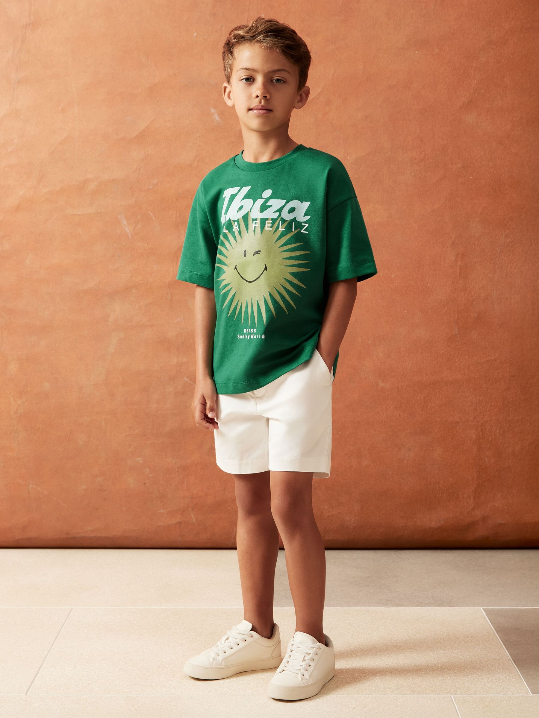3-9 yrs SmileyWorld | Reiss Sun Motif T-Shirt in Bright Green (H51606) | CHF 30