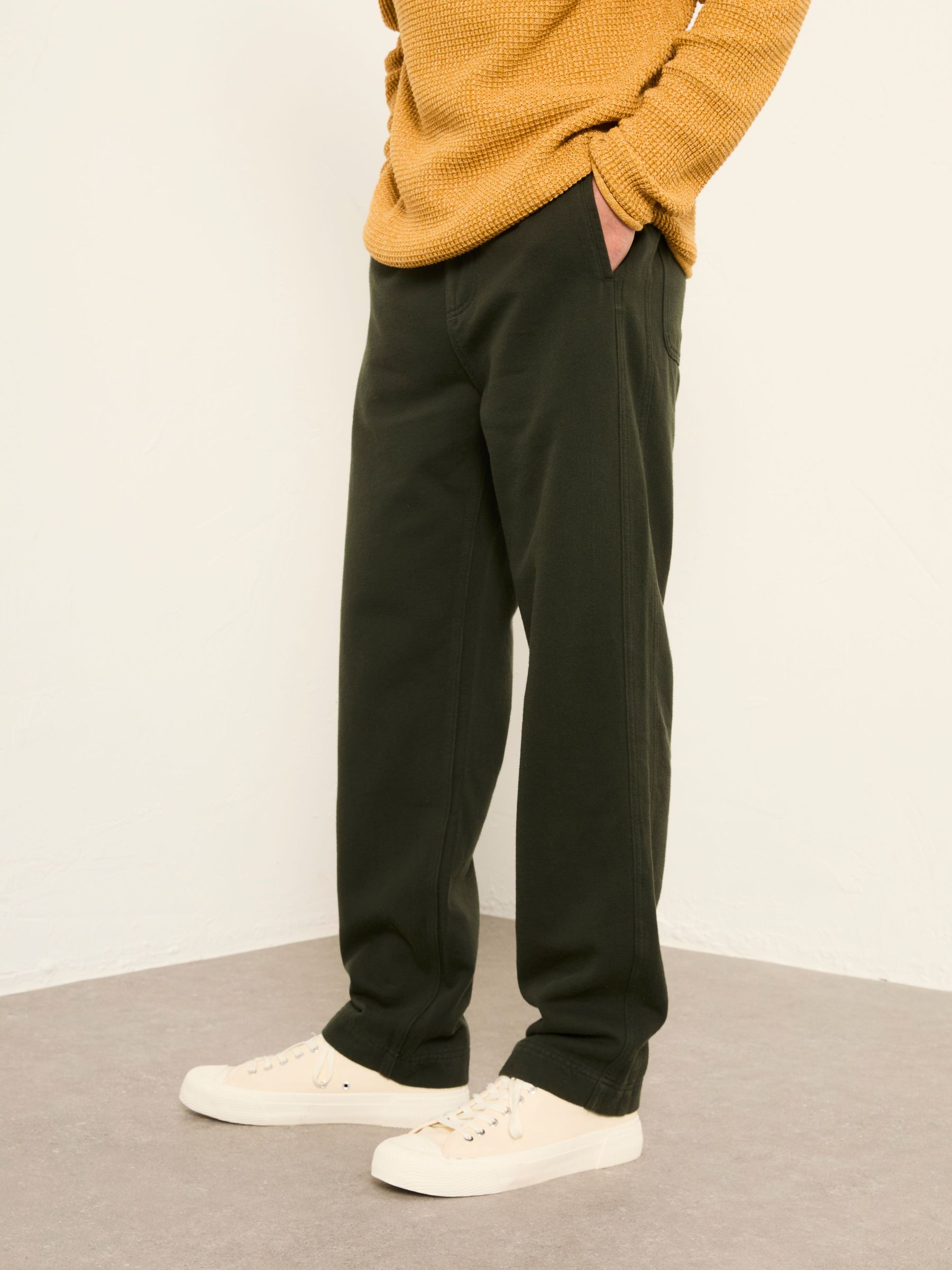 Dark Green - Regular Relaxed Pull On Trousers